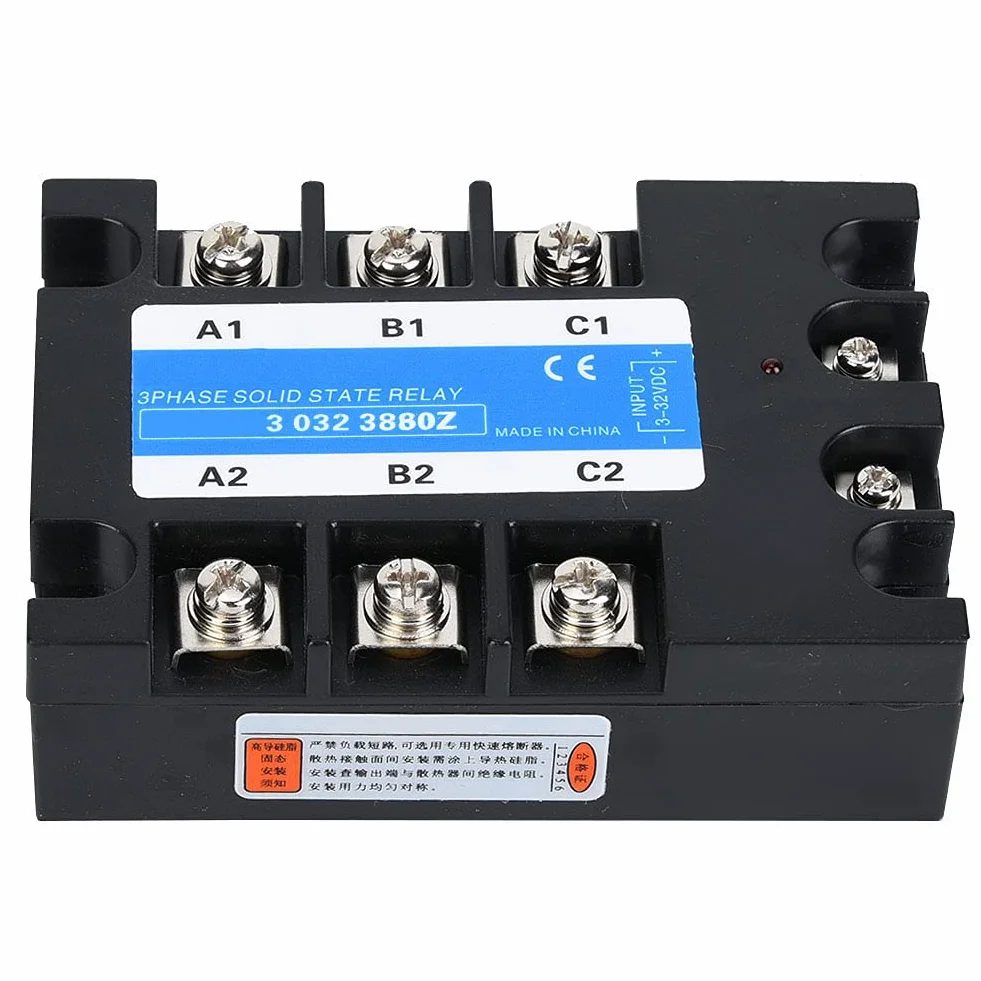Relè a stato solido trifase SSR con indicazione dello stato del dissipatore di calore Ingresso da 3‑32 V CC a uscita 24‑480 V CA Relè a semiconduttore(80A)