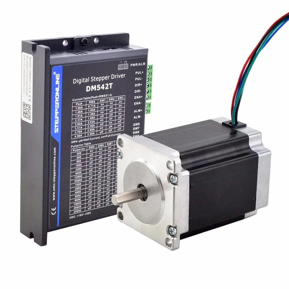 STEPPERONLINE 1 asse motore passo-passo CNC Kit 1,9 Nm 2,8 A Nema 23, motore passo-passo e driver 1,0-4,2 A, 20-50 VDC per macchina per incisione CNC, stampante 3D