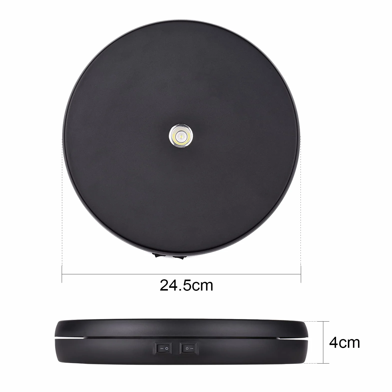 Andoer Piatto girevole elettrico 360° LED per esposizione gioielli fotografia (Nero)