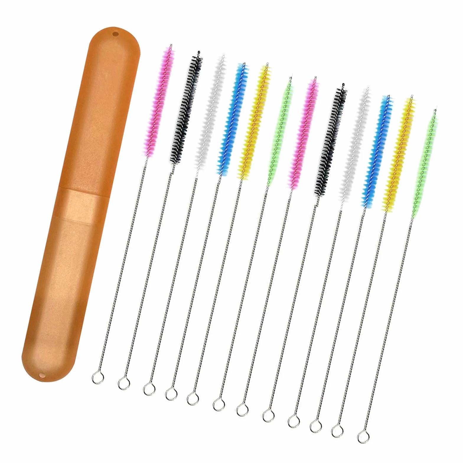6/8/12 pennelli per la pulizia della paglia, con manico in acciaio, per cucina, laboratorio, set di spazzole per la pulizia efficiente e facile