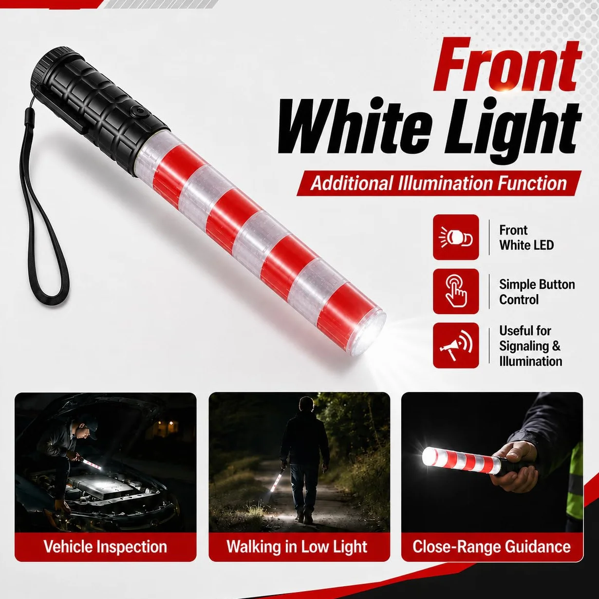 Bastone Luminoso Traffico, LED Segnalatore Luminoso, Bacchetta di Segnalazione con modalità Lampeggiante, per Aeroporto Parcheggio