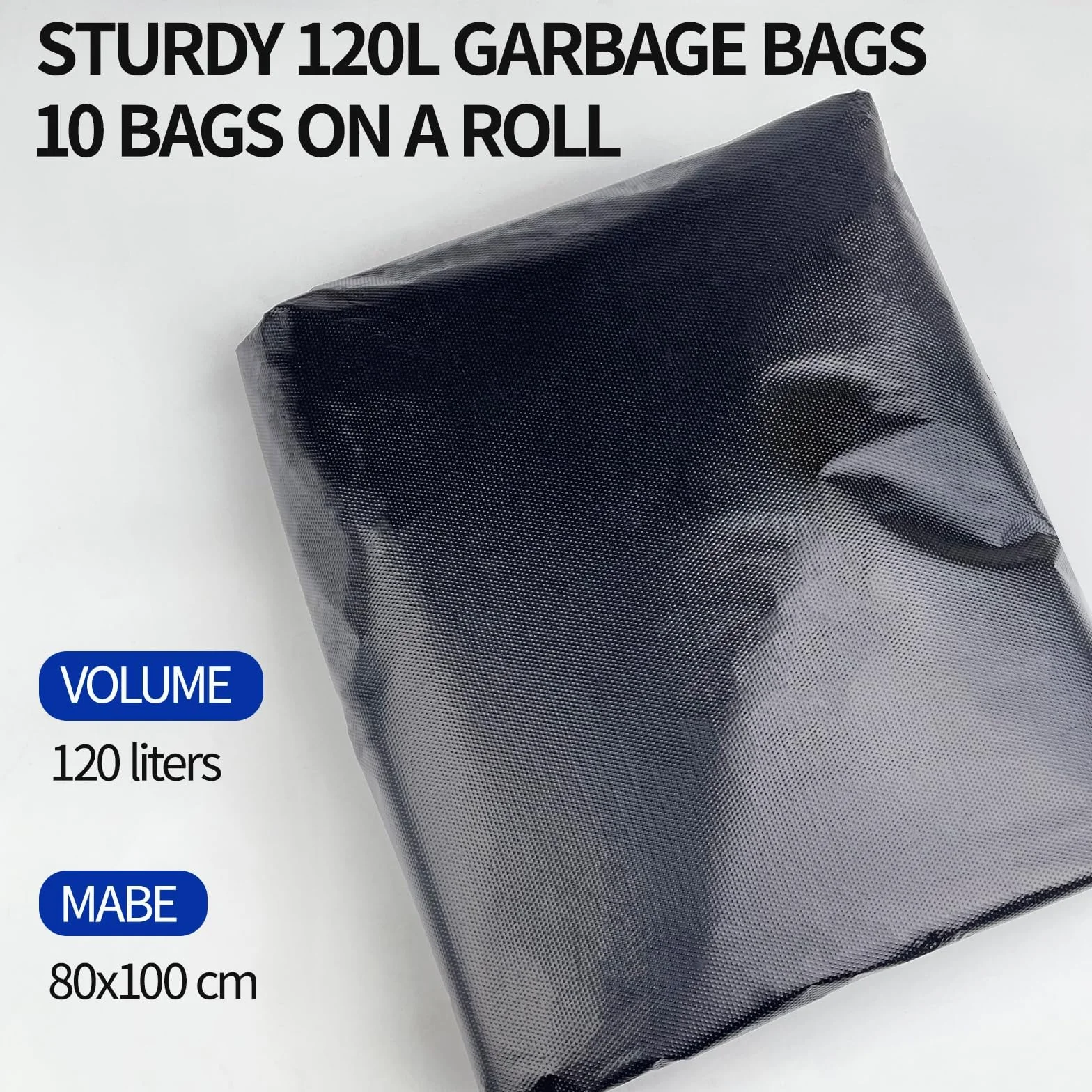 120 Litri Sacchi Neri Grandi, Resistenti Agli Strappi, Inodori, Riciclati, Resistenti, Ideali per la Raccolta Dei Rifiuti Residui dei Materiali Adatto per Cucina e Soggiorno 120L*50 pezzi