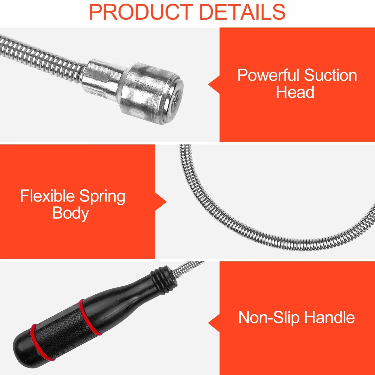 Lectorias Asta Calamita Flessibile 60CM, Strumento di Pickup Magnetico per Raccolta di Bulloni e Oggetti Metallici