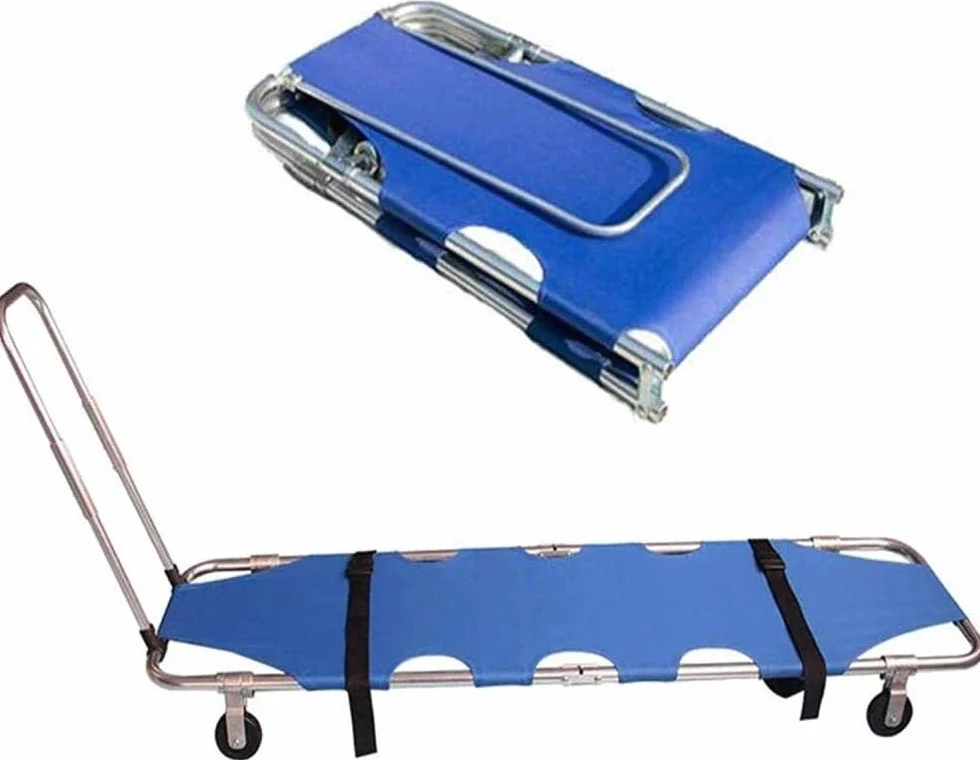 Barella Pieghevole Portatile con 4 Ruote e Cintura di Sicurezza per Salvataggio di Emergenza Piatta per impianti Sportivi ospedalieri Portata Massima 350 libbre