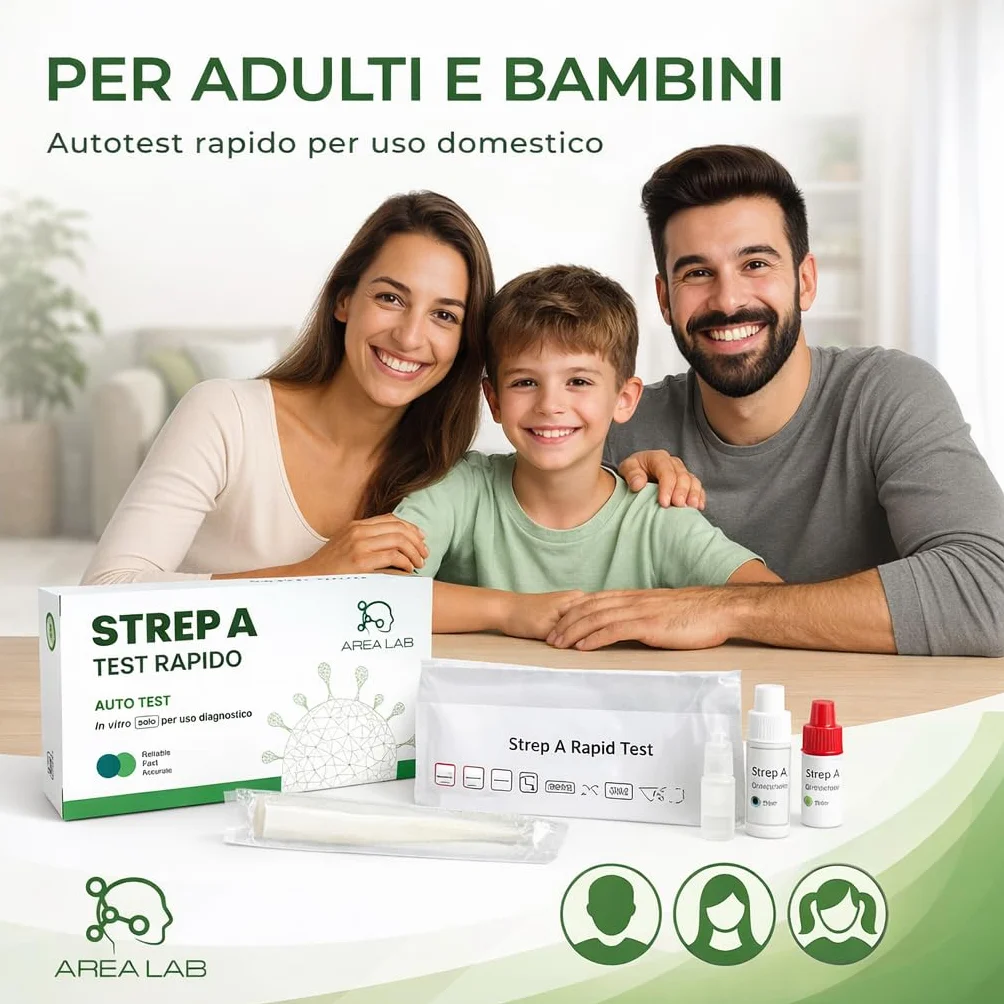 Tampone Streptococco A Test Rapido Faringeo 1 PZ Dispositivo Medico Marchio CE Kit Autodiagnosi
