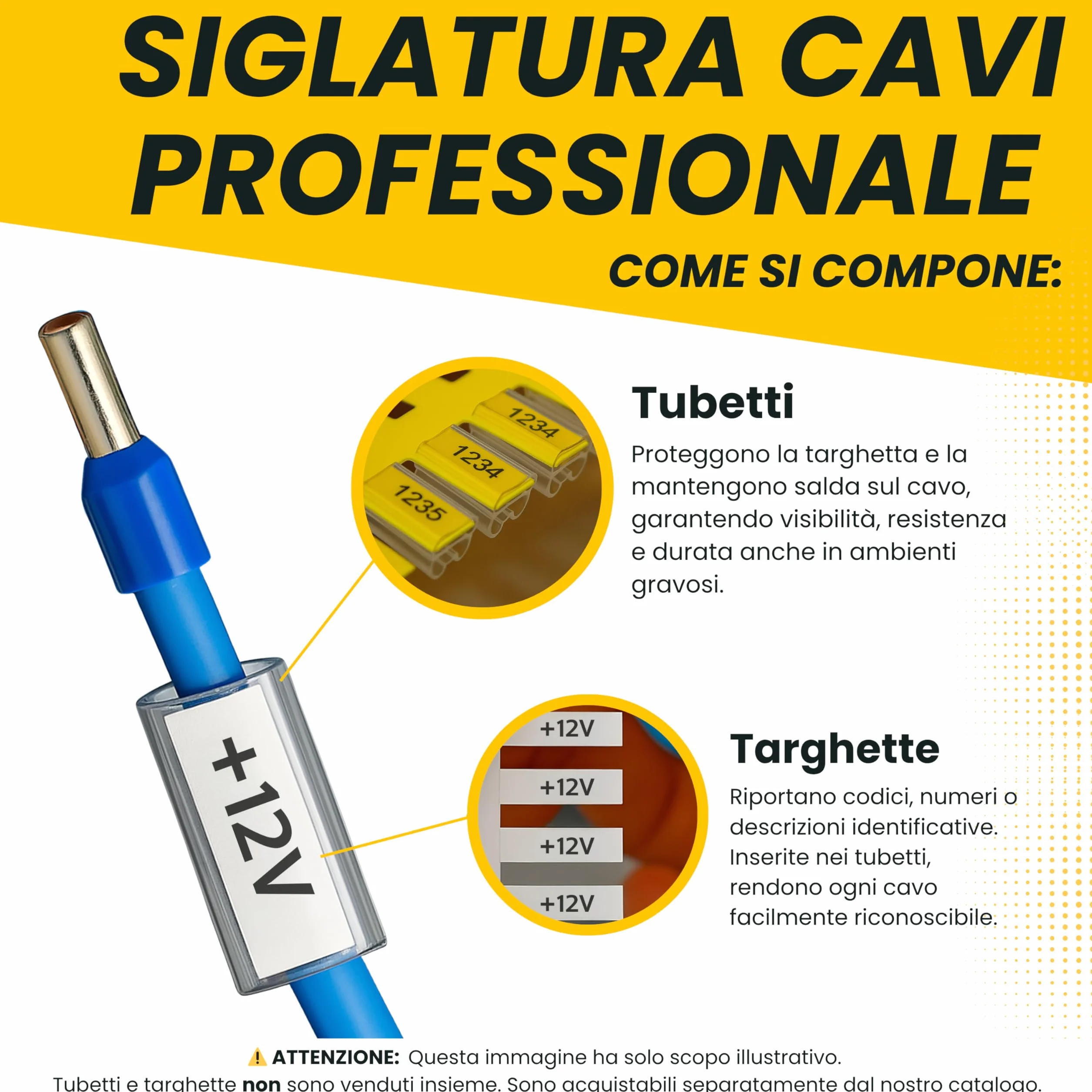 Rotolo FLAT Targhette Segnacavo 4x15 12552 tessere • PVC 0,4 mm • Per Tubetti da 0,5 mm • Compatibile con cod. 44092B Cembre • Bianco