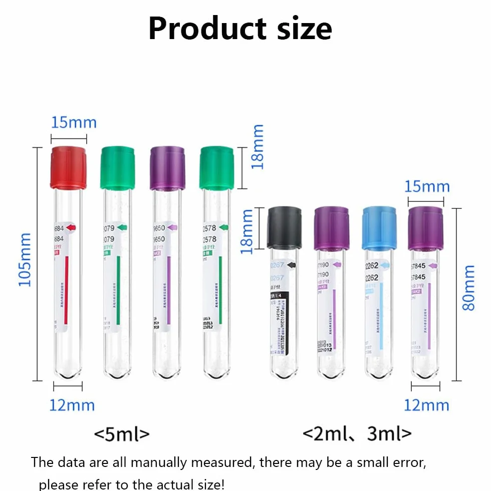 Provette per Prelievo Di Sangue Sottovuoto, Provette per Prelievo Di Sangue Da Laboratorio Da 3/5/10 Ml, 1 Confezione Da 100, Provette Con Citrato Di Sodio, Per Laboratori E Cliniche,10ml