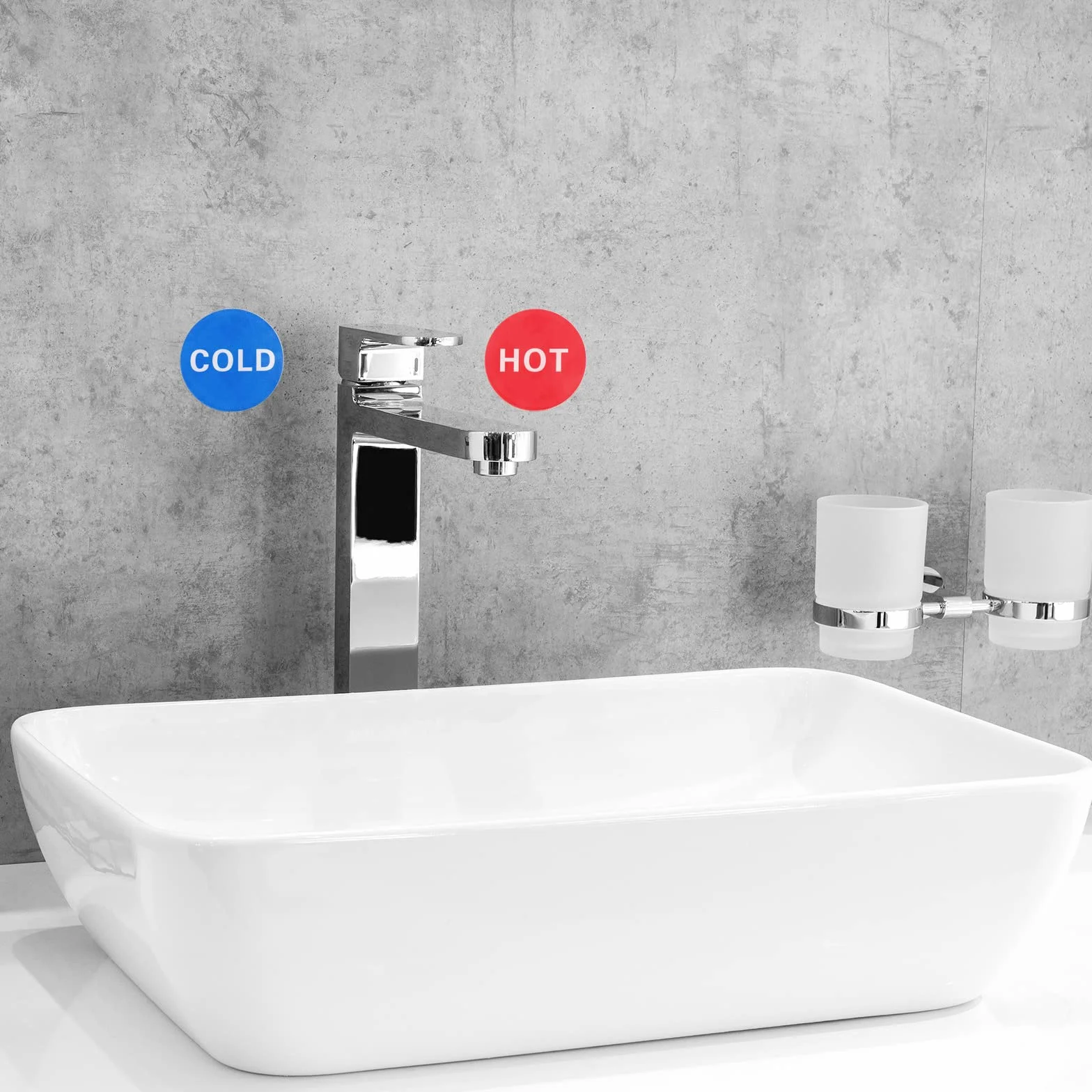 PATIKIL Auto Adesivo Caldo/Freddo Acqua Etichetta, 10pz Acrilico Rotondo Adesivo Segni per Rubinetti Lavelli, Rosso/Bianco, Blu/Bianco