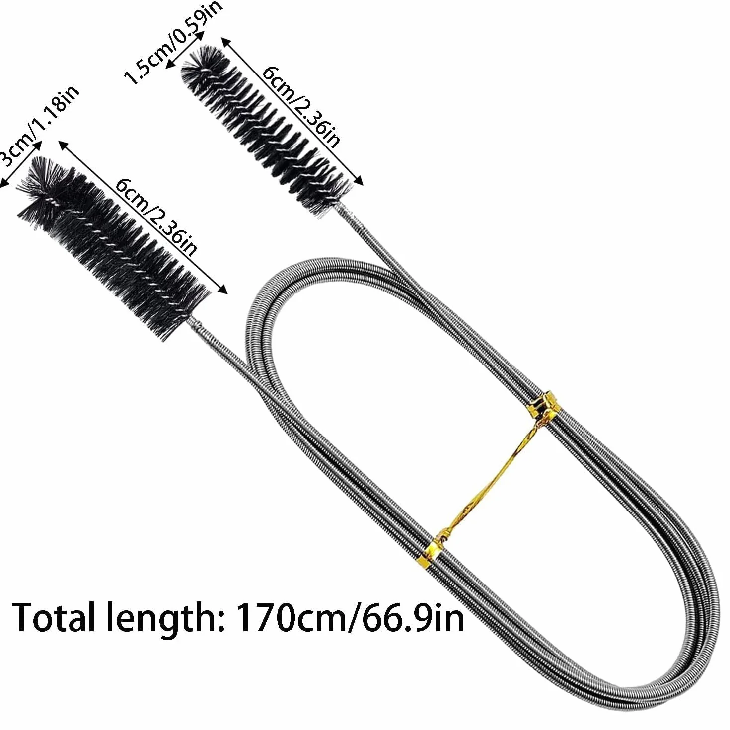 1,5 m Spazzola per la pulizia dei tubi, spazzola in filo di nylon per la pulizia dei tubi, spazzola per fognature, per tubi di piccolo diametro, fori di scarico, ecc.