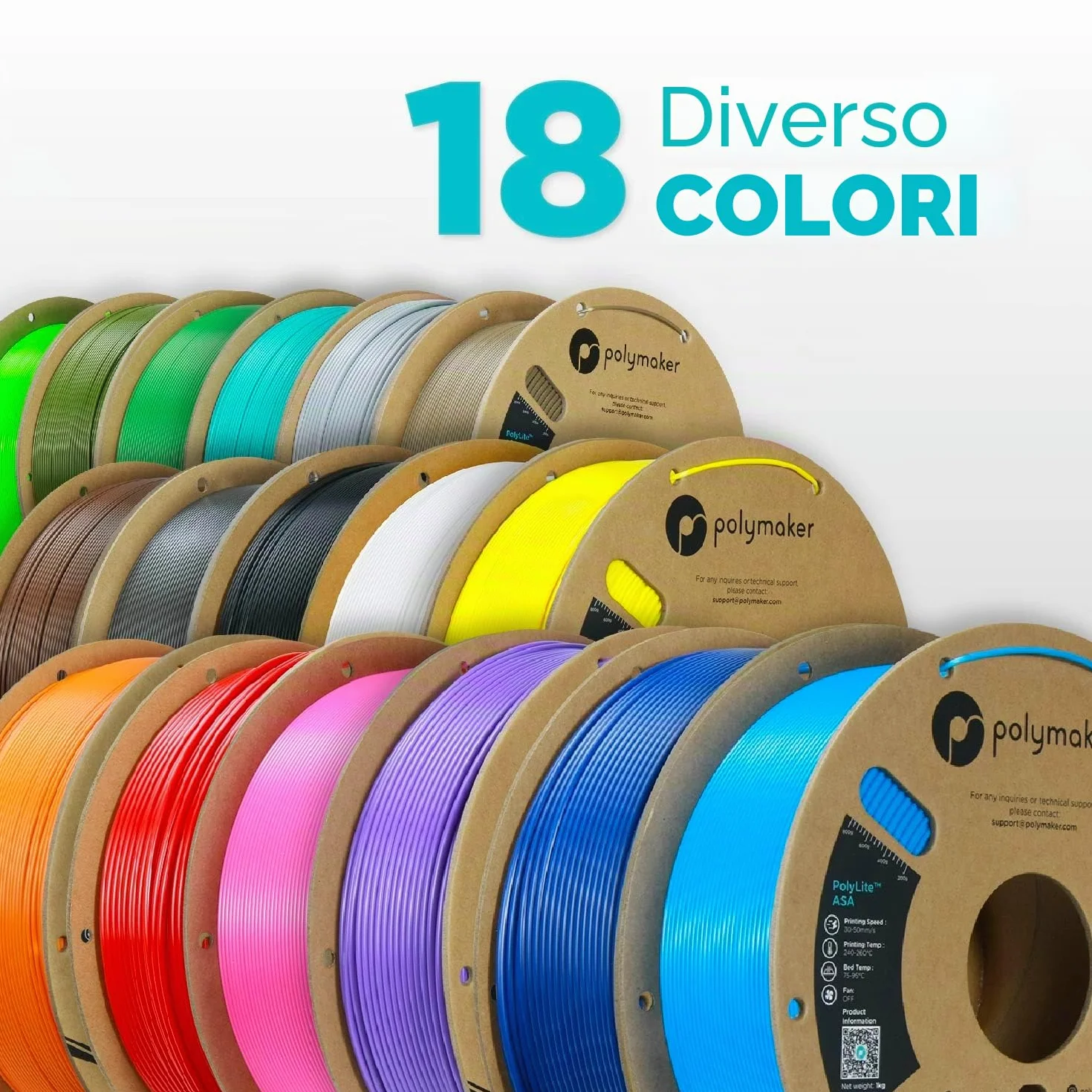 Polymaker PolyLite ASA Nero 1.75mm 1kg