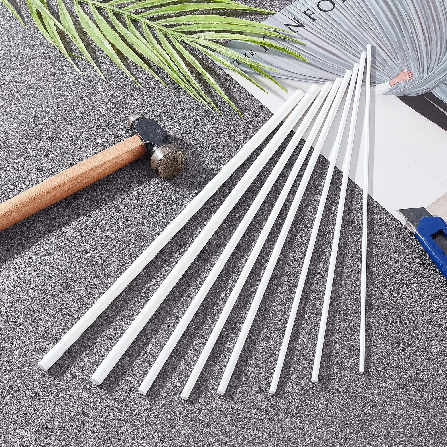 OLYCRAFT 30pz Tubi Rotondi Plastica ABS Lunghezza 300mm Aste Rotonde 3/4/5/6/8 mm Barre Cave per Fai Da Te