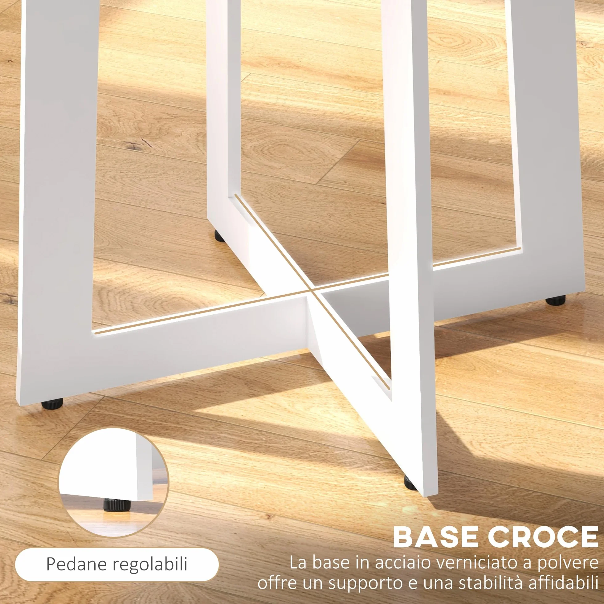 HOMCOM Tavolo da Pranzo Rotondo Ø100x75cm Bianco per 4 Persone
