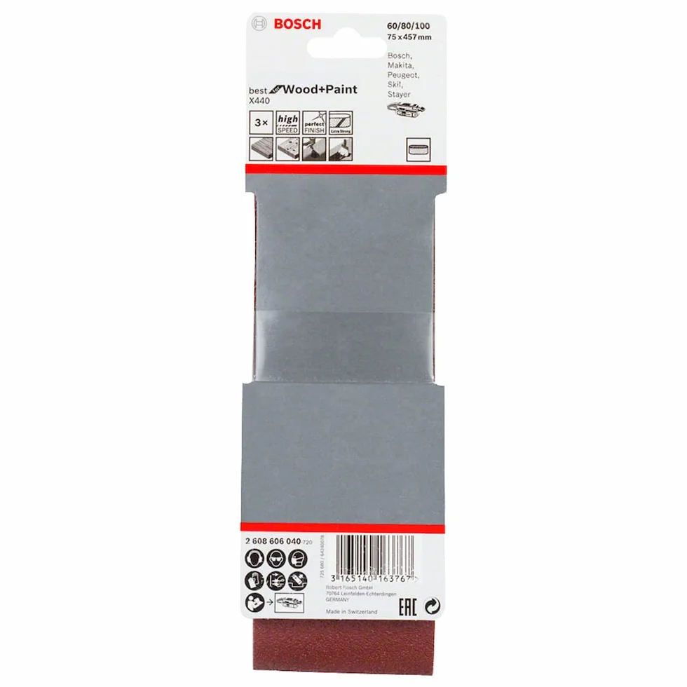 Bosch 2 608 606 040 Nastro Abrasivo, 75X457 mm