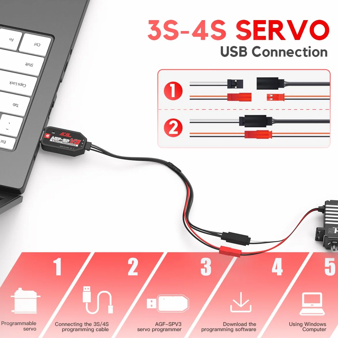 AGFRC Scheda del programmatore del servo di USB per i servi di AGFRC con programmabile marcato (AGF-SPV3)