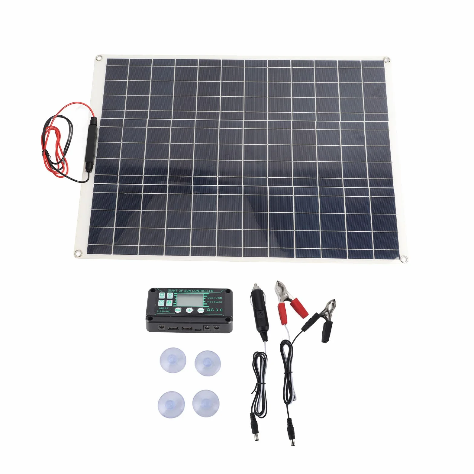 Kit di pannello solare Kit 300W Monocristallino Silicon Pannello solare Design portatile ad alta efficienza con tappeti di aspirazione controller più leggeri a clip batteria
