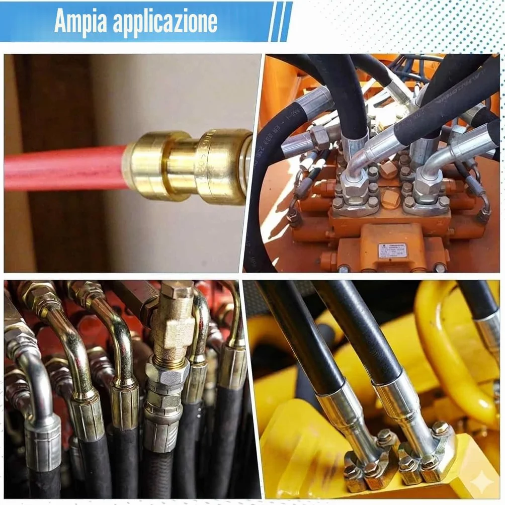 Kit crimpatrice per tubi oleodinamica Professionale | Forza 2000kN | 8 Matrici (10-30mm²) per Tubi R1/R2 da 1/4" a 1" | Crimpatrice per Riparazioni Auto, Agricole e Industriali | Certificato CE.