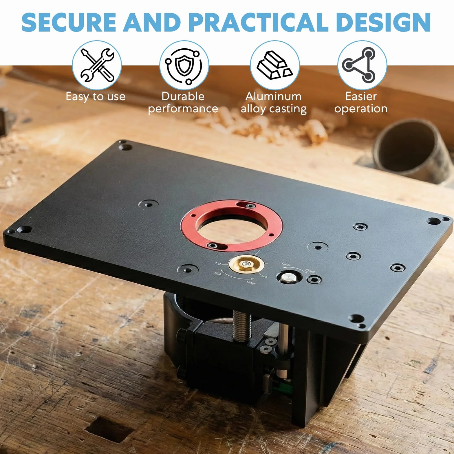 Piastre Inserto Banco Fresa Set,Kit di sollevamento per router,tavola elevatrice per fresatrice,Tabella di sollevamento del router con l'ascensore fisso della base, Adatto per lavorazione del legno