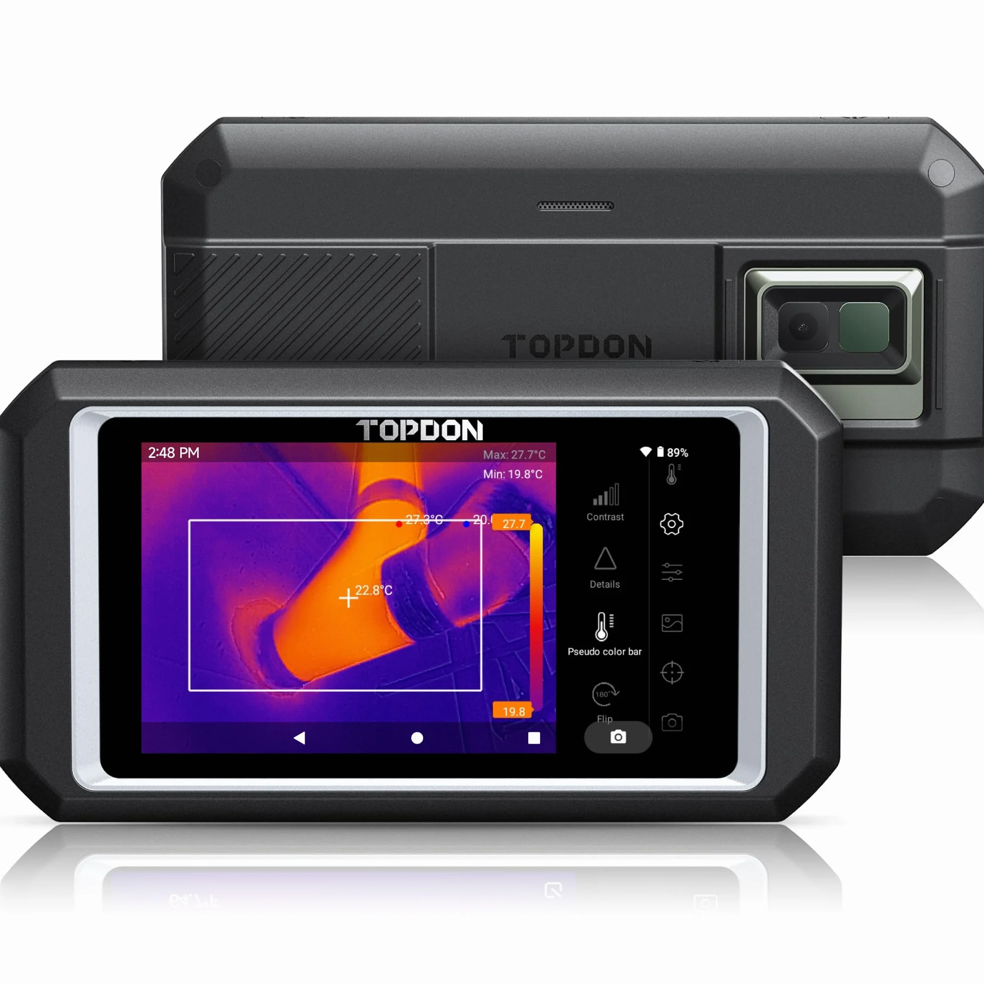 TOPDON TC003 Termocamera Professionale, 512x384 Risoluzione con 5MP Camera Visibile & Wifi Bluetooth, Termocamera Infrarossi 5" Touchscreen, 32GB Memoria, 25 Hz, -20°C~550°C, dotata di funzione OTG
