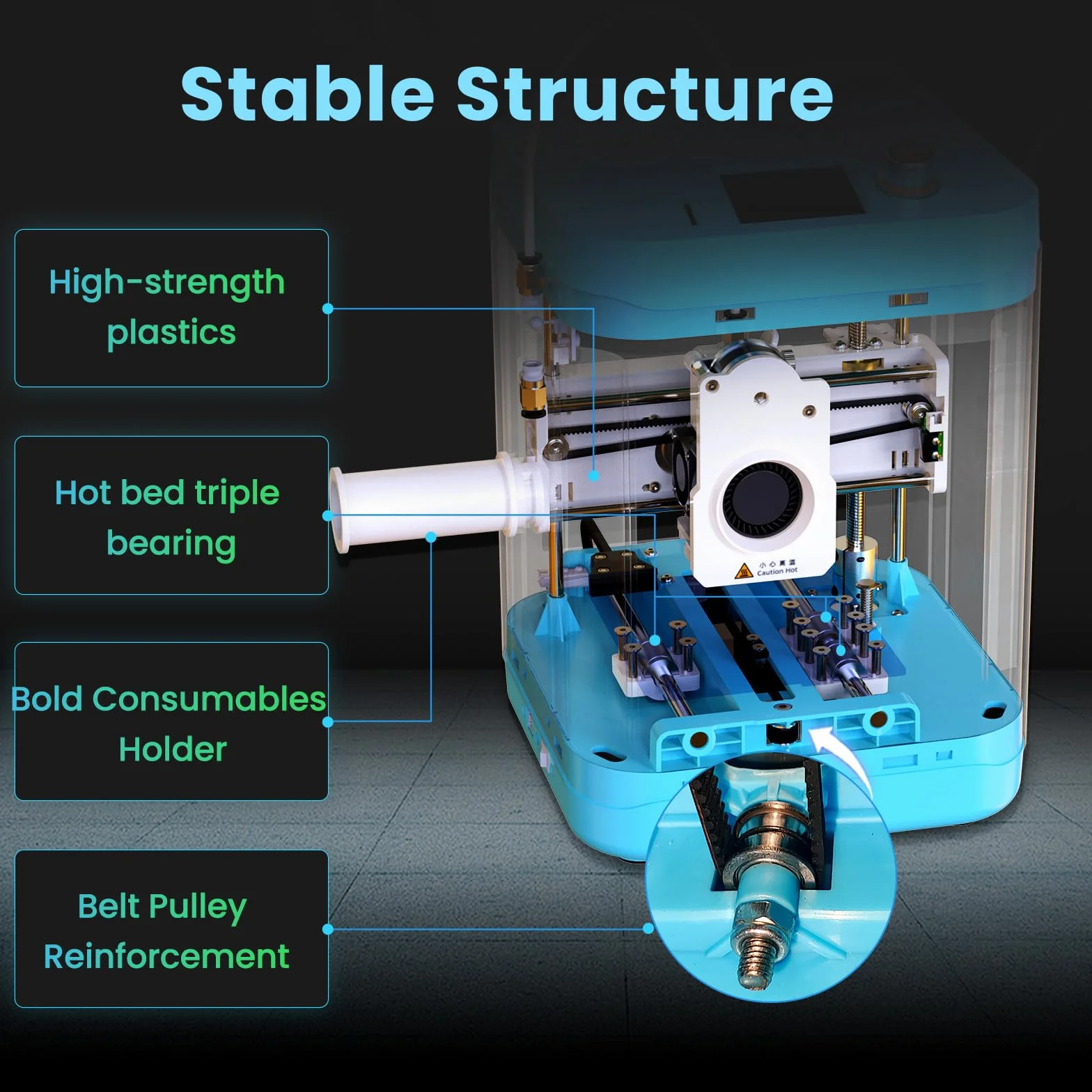 GIANTARM GEEETECH, stampante 3D M1, livellamento automatico, mini 3D per principianti, estrusore diretto, 250 mm/s, 100x110x100 mm