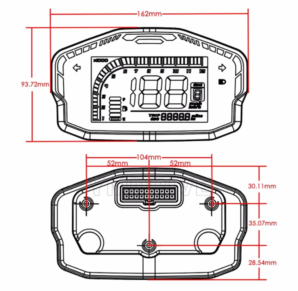 DKD LCD Tachimetro Display Regolabile One-Lin Can-Bus Comunicazione per Votol Fardriver Controller
