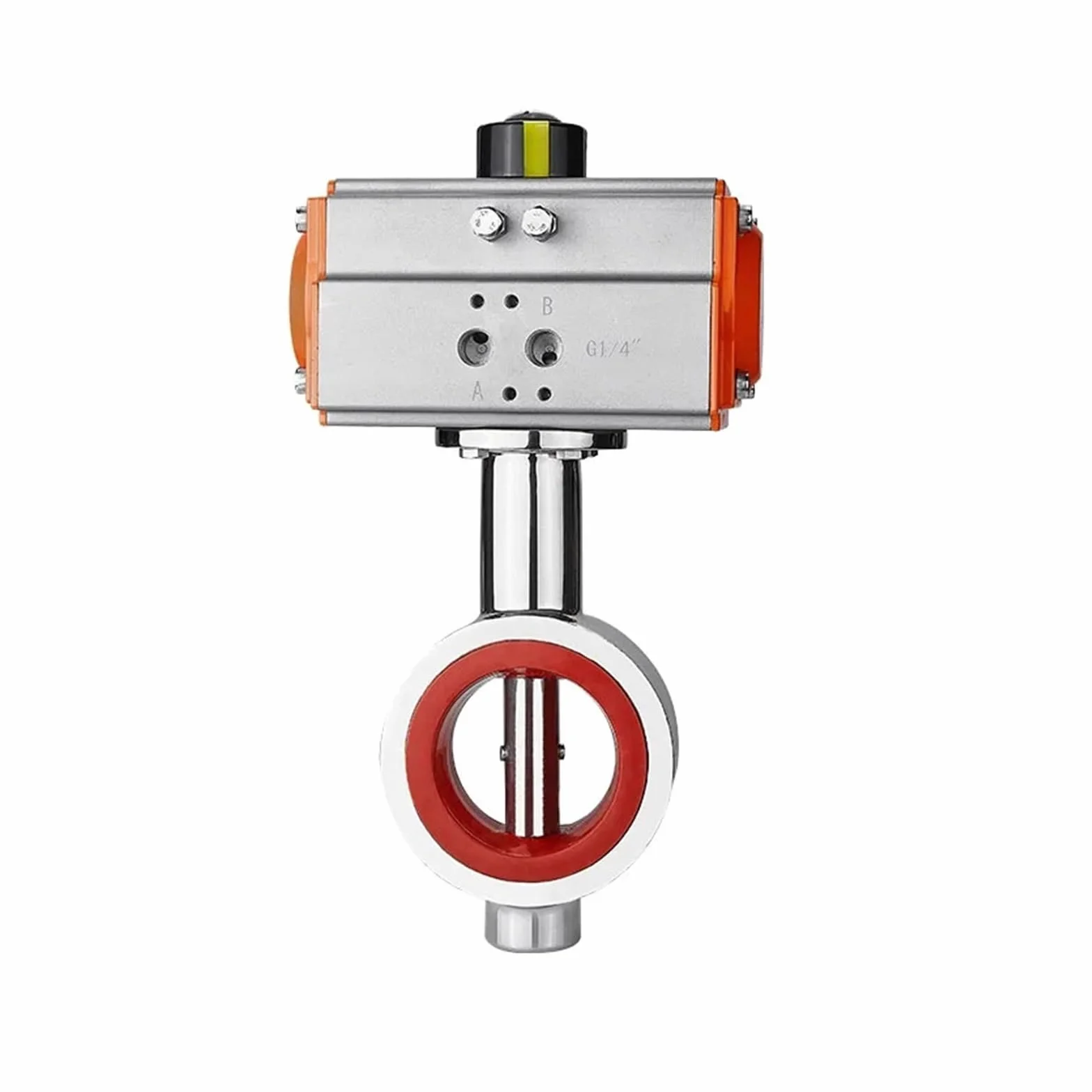 Valvola a farfalla tipo wafer, valvola a farfalla con flangia pneumatica integrata DN25 DN32 DN40 in acciaio inossidabile di grado (Size : DN25)