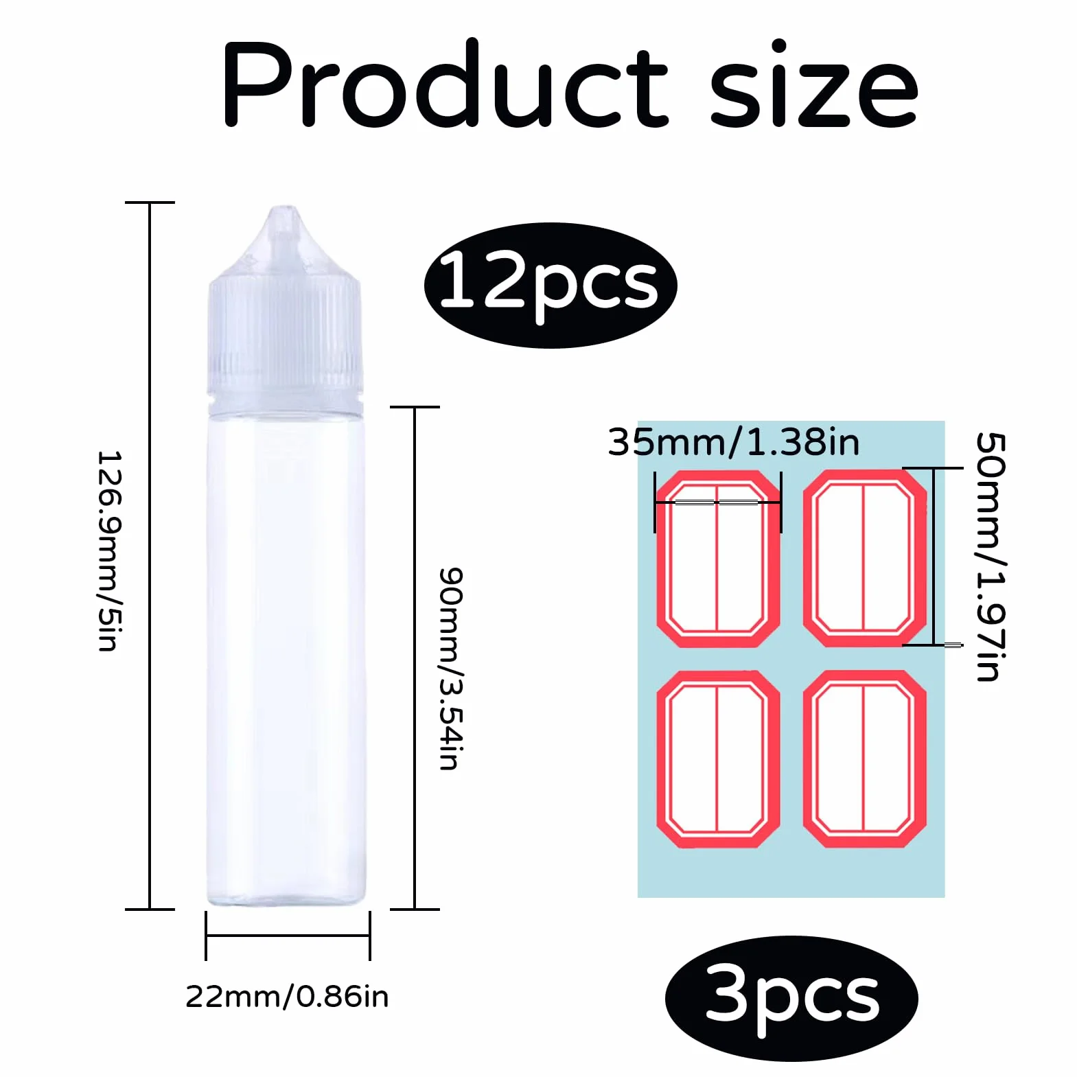 Fiole/flaconcino/bottiglietta in plastica vuota e liquida, 12 Pezzi, Flacone per E-liquido (30 ml), Fiala in plastica, Flacone contagocce, Flacone con etichette a tappo conico per colla e altri