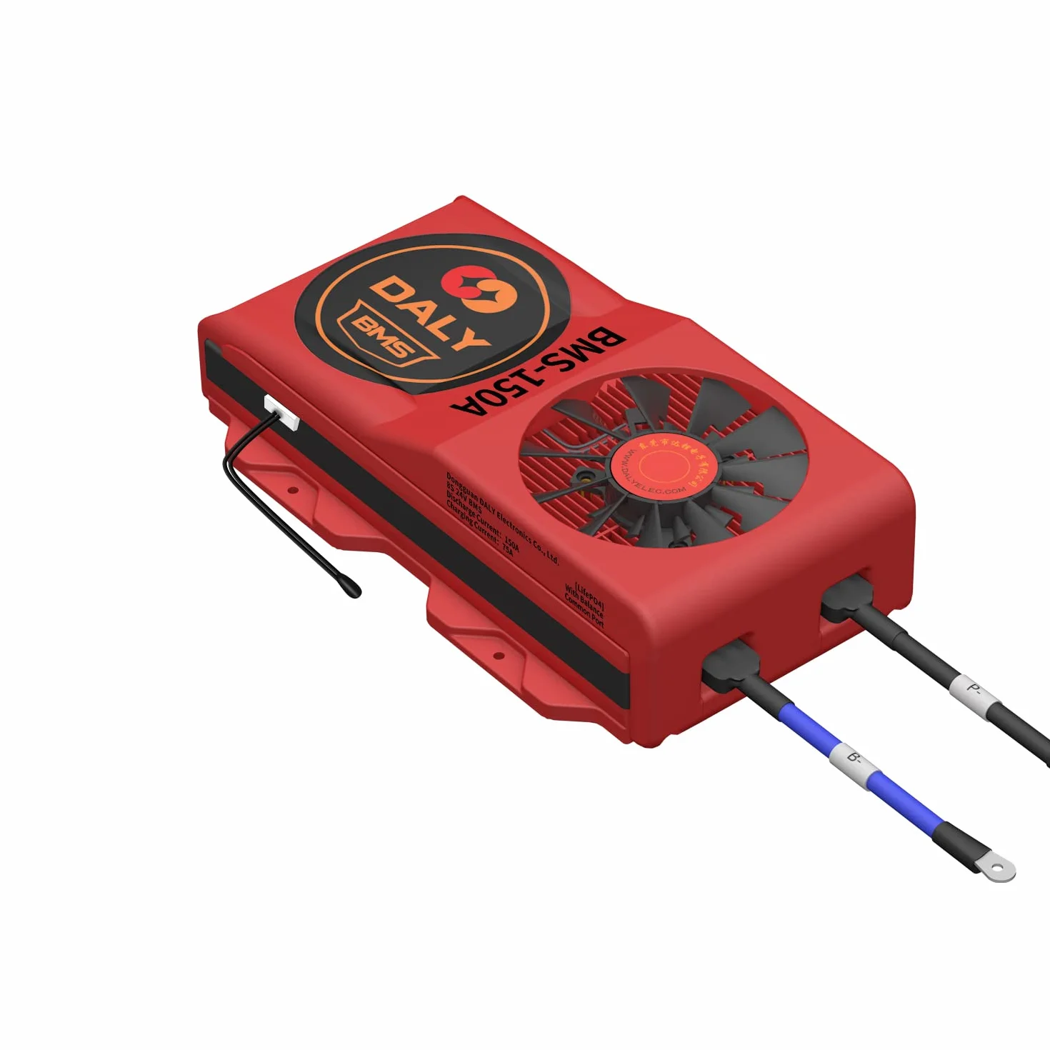 LiFePo4 8S 24V 150A DALY BMS con ventola di raffreddamento, porta comune, cavo di bilanciamento, sensore di temperatura per protezione da carica e scarica del pacco batteria al litio da 3.2V nominale