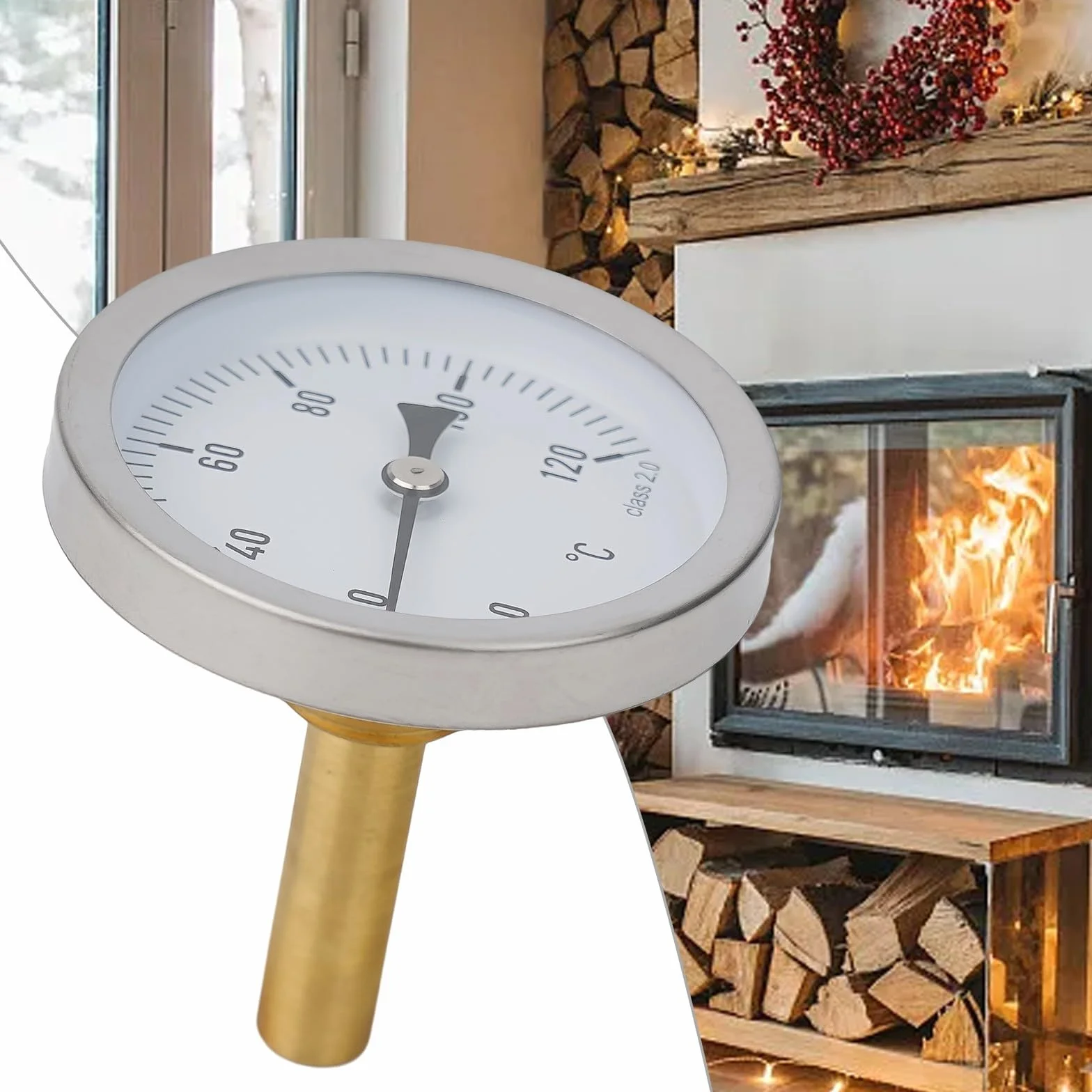 Misuratore di temperatura idraulico, diametro del quadrante 63mm, filo 1/2", 0-120 ° C, per il gabinetto della griglia del forno, Φ7*50mm, termometro bimetallico