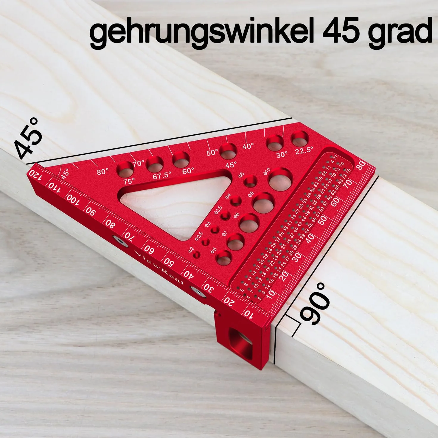 Righello 3D in alluminio 8,7 cm quadrato 22,5-90 strumento di layout ad alta precisione