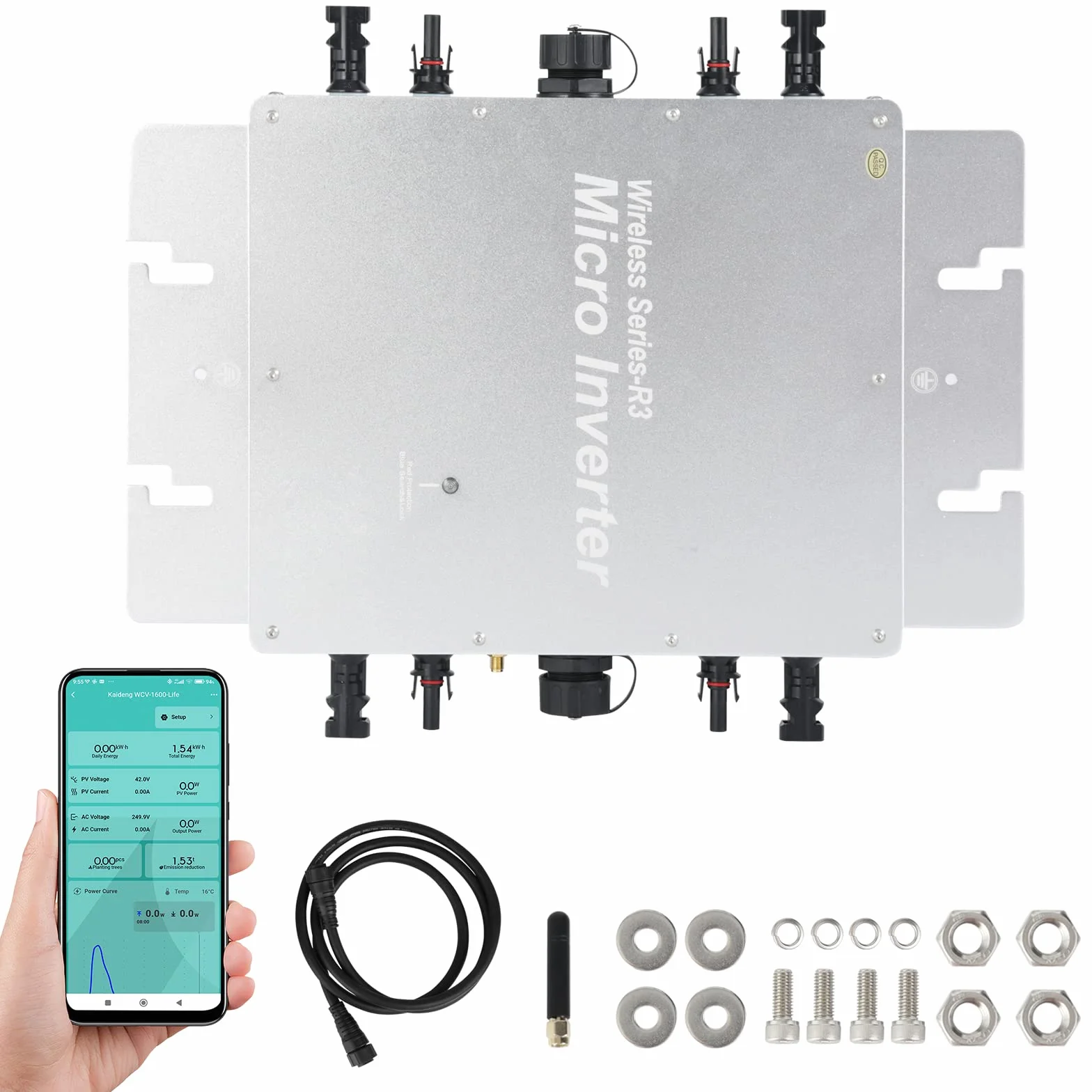 Micro Inverter Micro Solar Inverter MPPT Grid Tie Converter con sistema di monitoraggio del telefono cellulare WiFi(WVC-1600W)