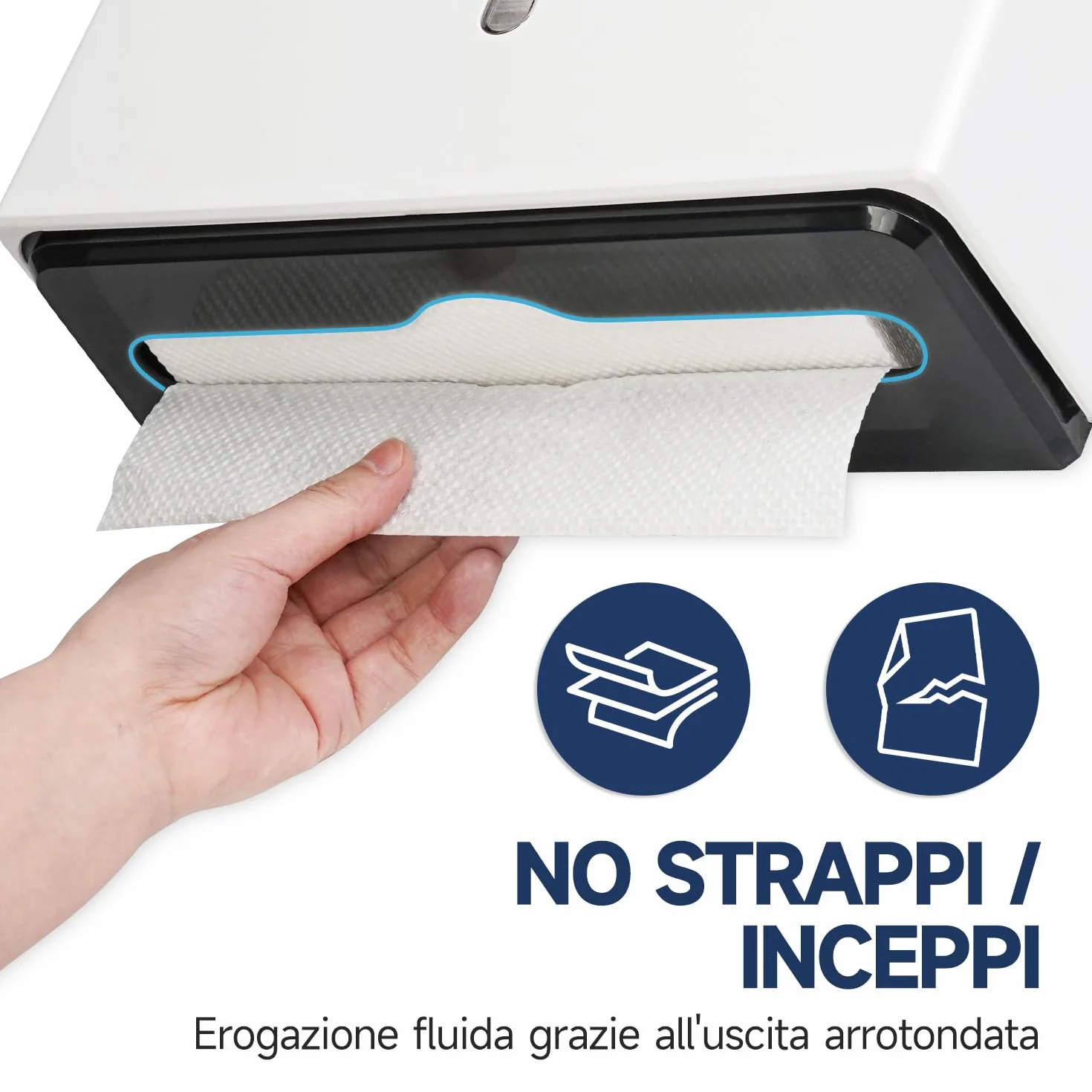 AIKE Dispenser Carta Asciugamani Commerciale 200 Fogli Z-Fold Multifold 25.4x7.8 cm Bianco