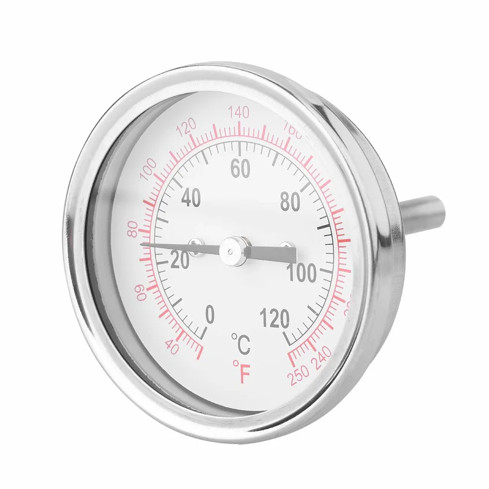 Vbestlife acqua calda tubo termometro 0-120 C 63 mm Temperatura di alluminio impermeabile quadrante orizzontale per la lettura della temperatura del serbatoio acqua calda tubo, tubo d' aria