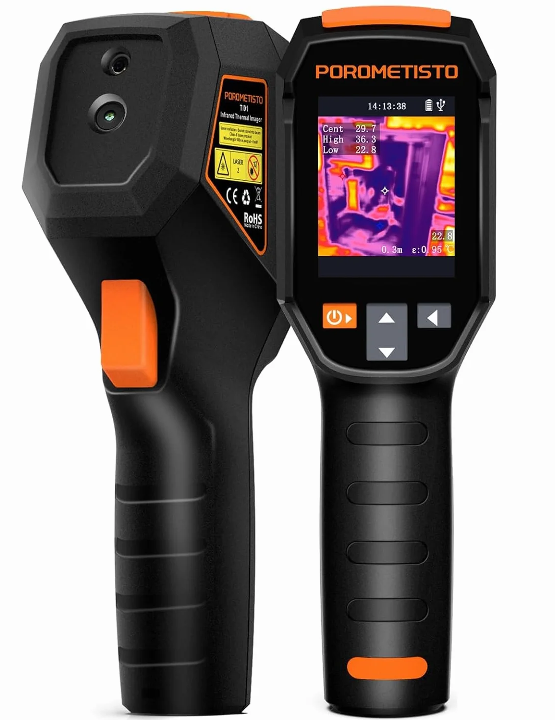 Termocamera Professionale POROMETISTO -20°C ~ 550°C, Risoluzione IR 240x240, 25 Hz, 15 Tavolozze di colori multiple Thermal Camera Compatta con Puntatore Laser, per Ispezione HVAC e Domestica