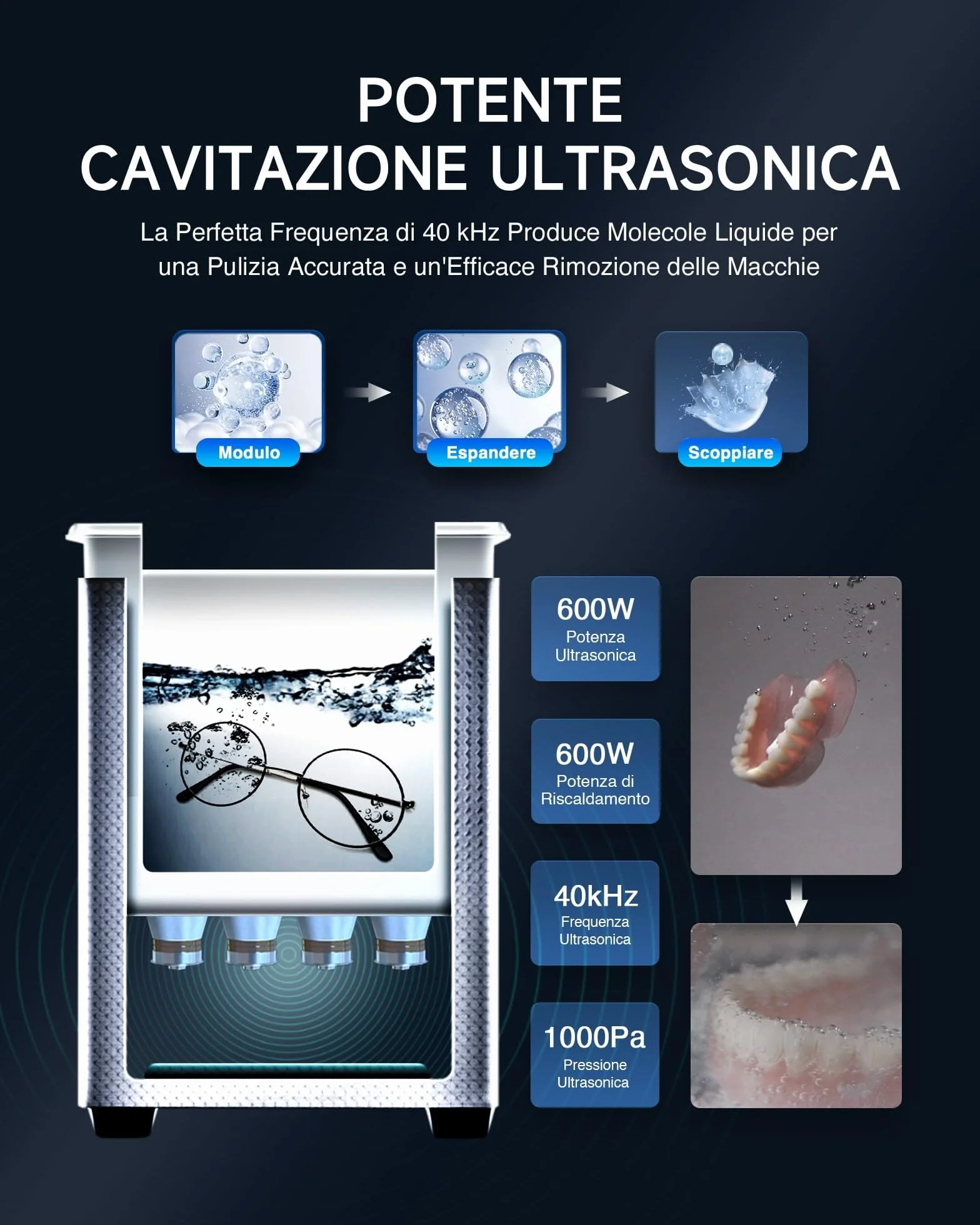 CREWORKS 30L Vasca Ultrasuoni in Acciaio Inossidabile con Riscaldatore e Timer 600W Pulitore Ultrasuoni Industriale con Modalità Degas e Delicata per Casa Laboratorio Utensili