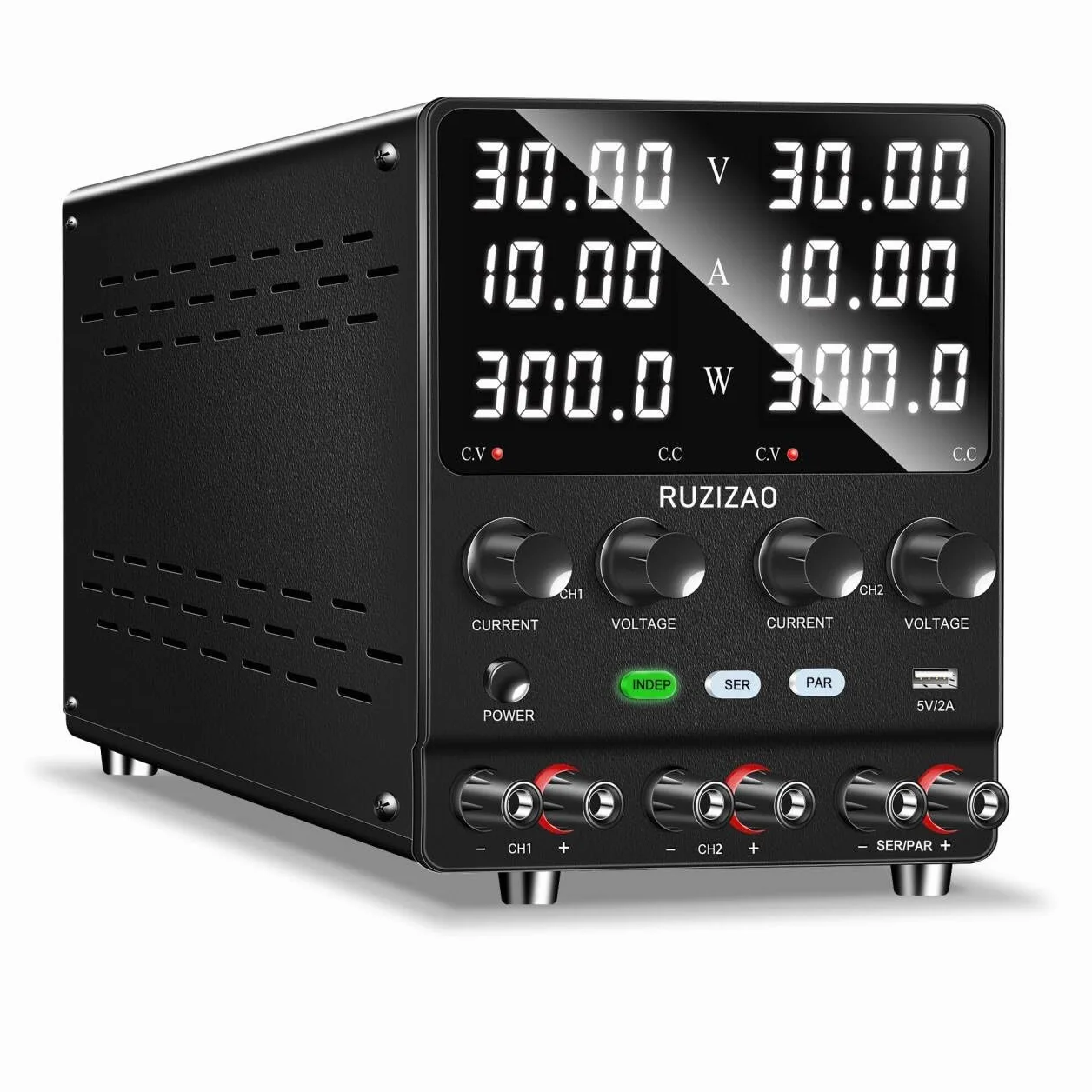Alimentatore da Banco 30V 10A 300W Doppio Alimentatore Corrente Continua Alimentatore Laboratorio 60V10A/30V20A Regolabile in Serie/in Parallelo con 4 in 1 Doppio 0-30V 0-10A, Manopola Encoder