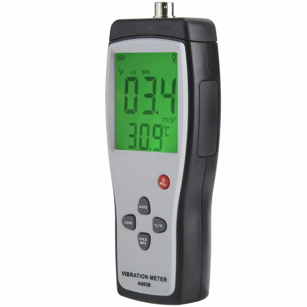 Tester di Vibrazione, Analizzatore di Vibrometro Portatile con Retroilluminazione del Display LCD AS63B, Misuratore di Vibrazione Digitale Vibrometro Ad Alta Sensibilità con Custodia