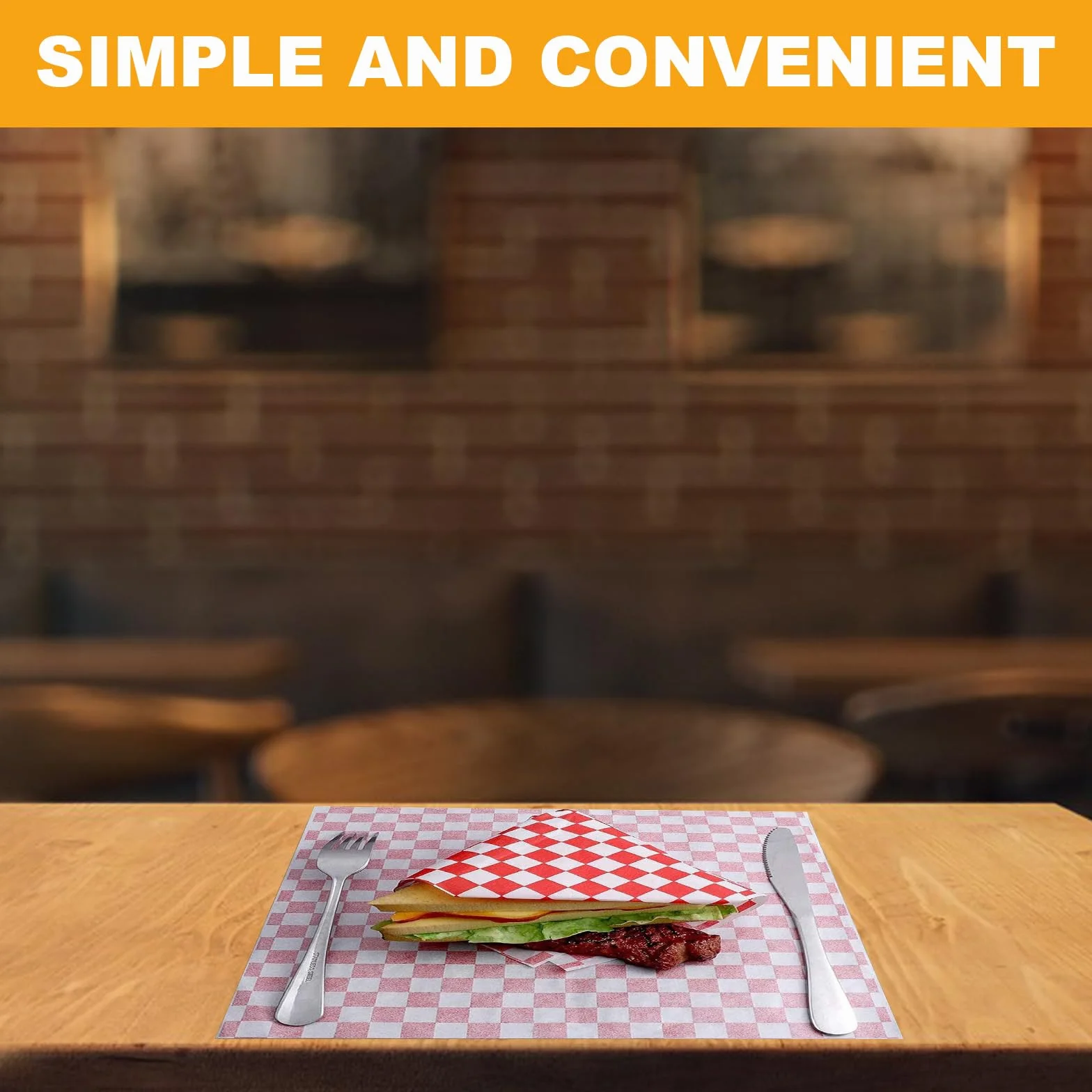DAJAVE 500 fogli di carta oleata per uso alimentare, colore rosso, a scacchi, a prova di olio, per gastronomia, hamburger, sandwich, torte, patatine fritte (30 x 30 cm)