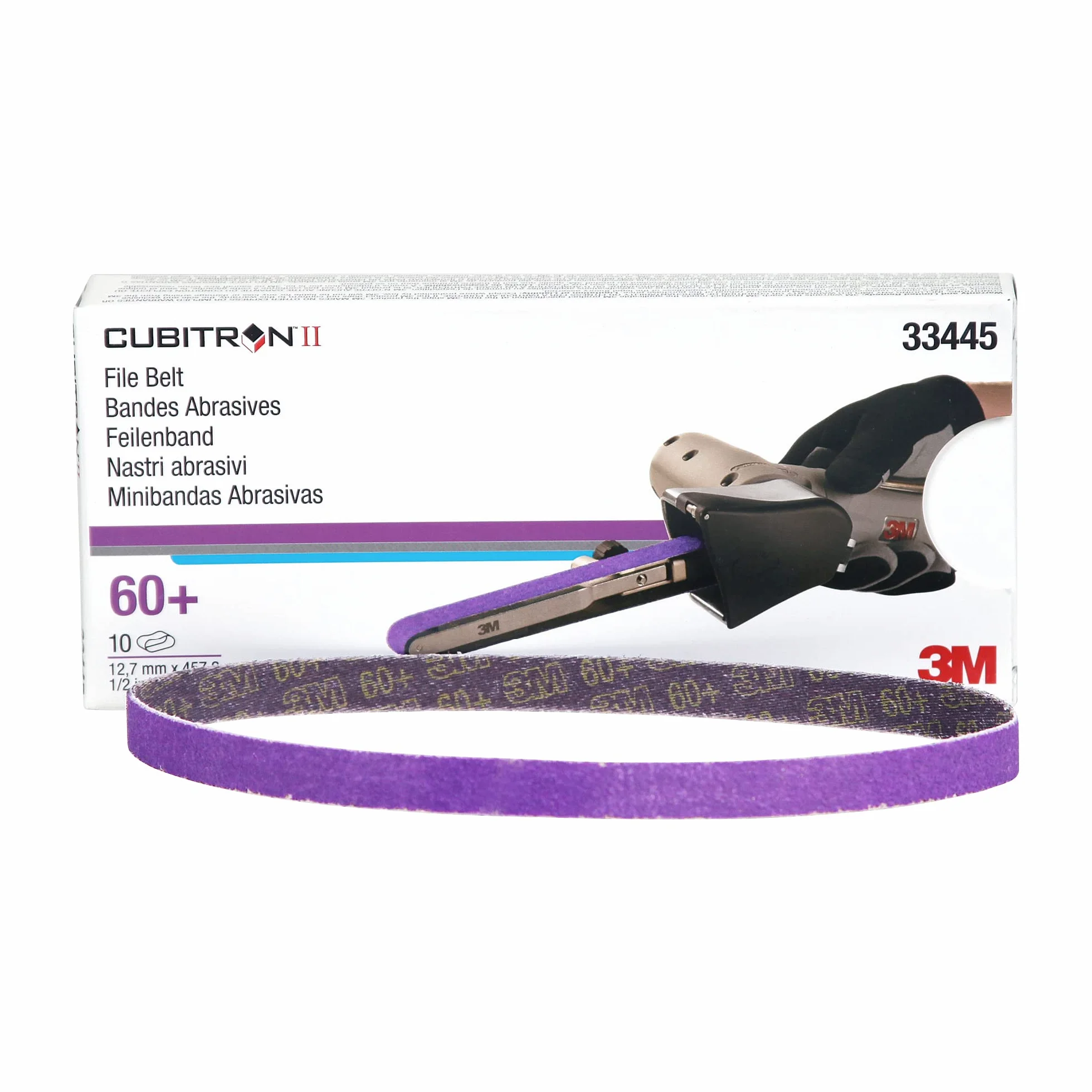 3M Cubitron II 33445 Cinghie di limatura a Grana 60+, 1,27 x 45,7 cm, Confezione da 10, Legate in Resina, per la rimozione di Saldatura a Punti