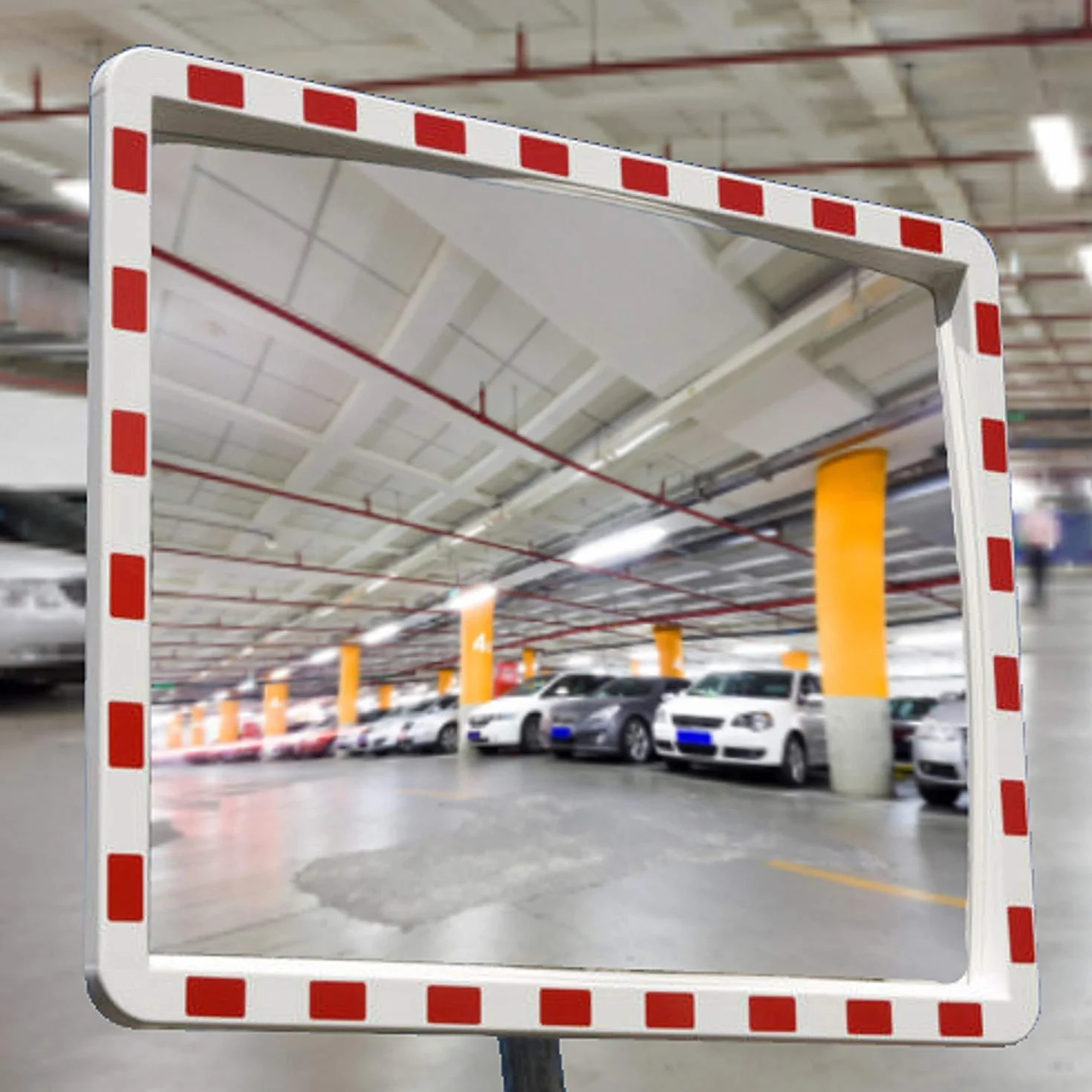 Specchio per Traffico Stradale Professionale Convesso con Riflettori Parabolico Rettangolare 40 cm x 60 cm