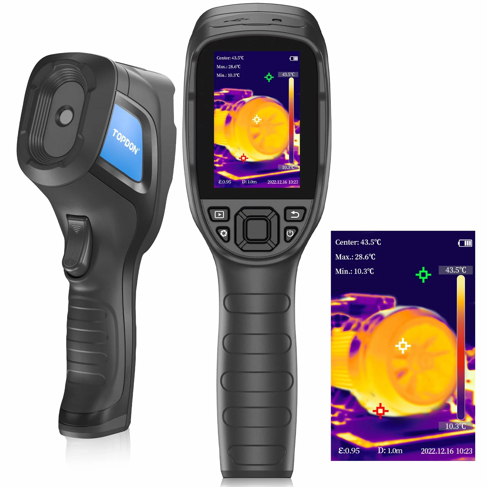 TOPDON TC004 Lite Termocamera Infrarossi 240x180 Risoluzione IR, Frequenza di Aggiornamento 25Hz Termocamera Professionale, -20°C a 550°C,1X/2X/4X Zoom, 15 ore di Durata Della Batteria