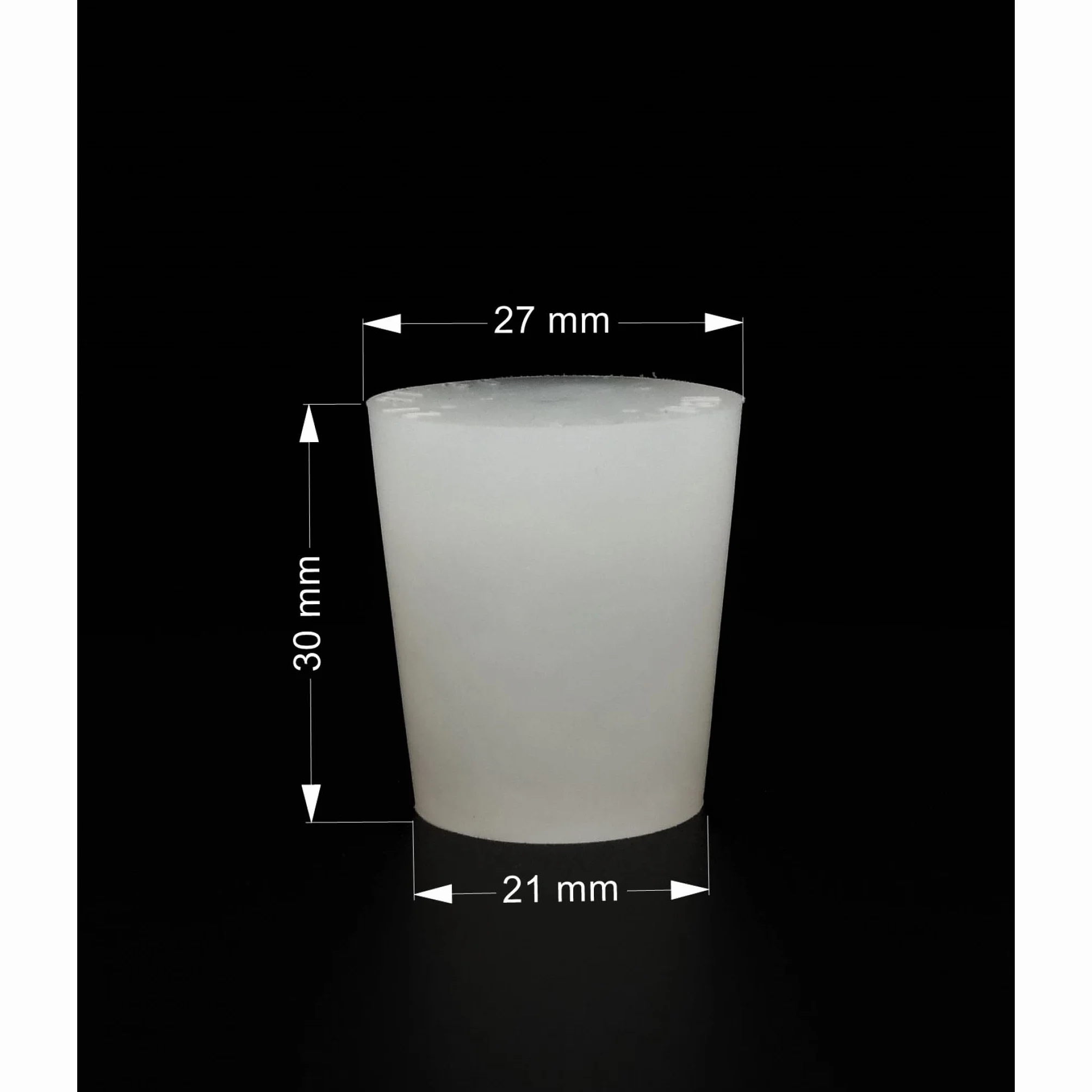 Tappo conico in silicone 27/21 mm per flaconi e fiale