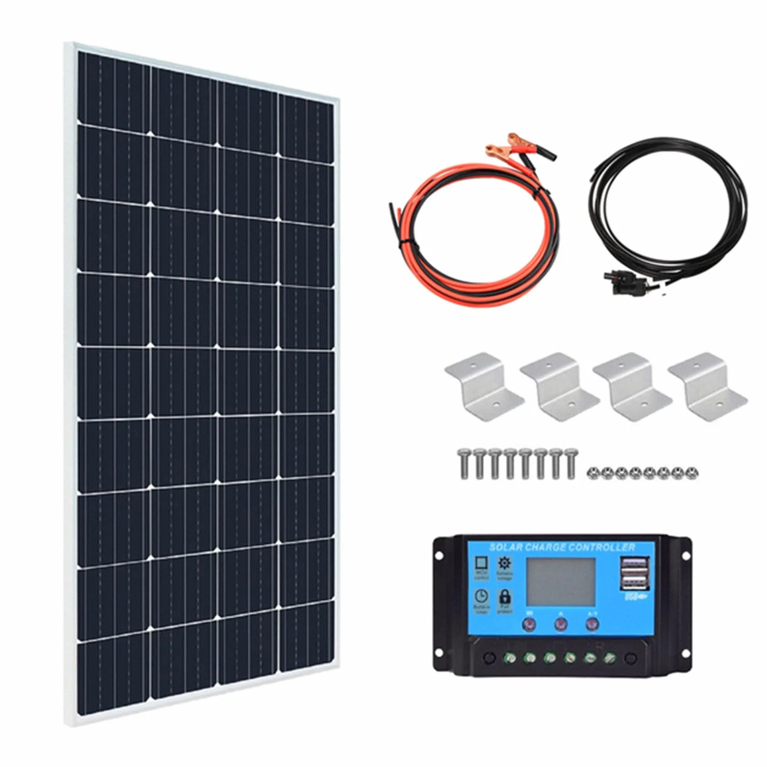 Kit pannello solare monocristallino da 300 W, modulo fotovoltaico ad alta efficienza 18 V per esterni, campeggio, camper, marine, off-grid