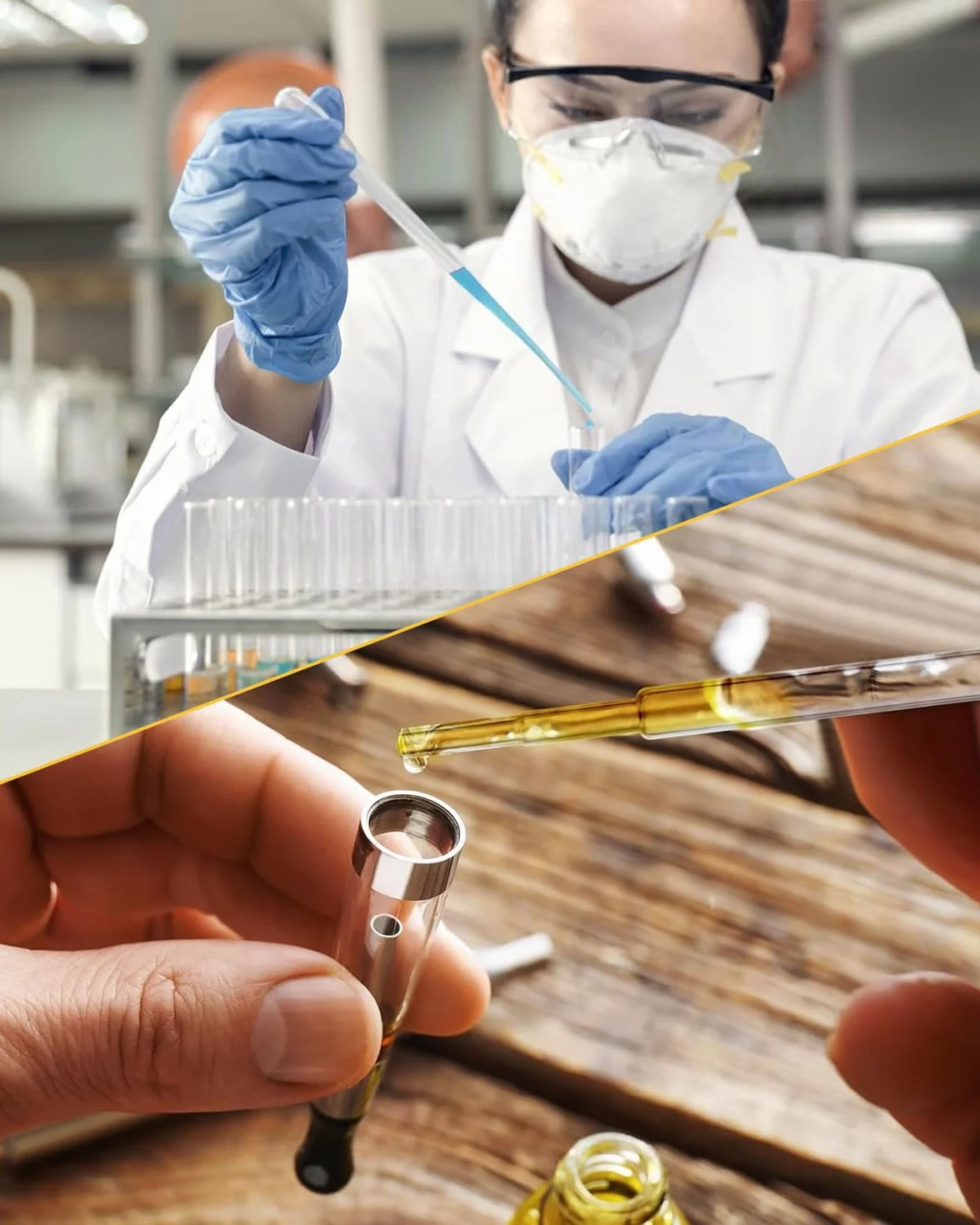 Fiale da laboratorio in vetro trasparente 65 mm con cucchiaio, imbuti e contagocce, 3 pezzi