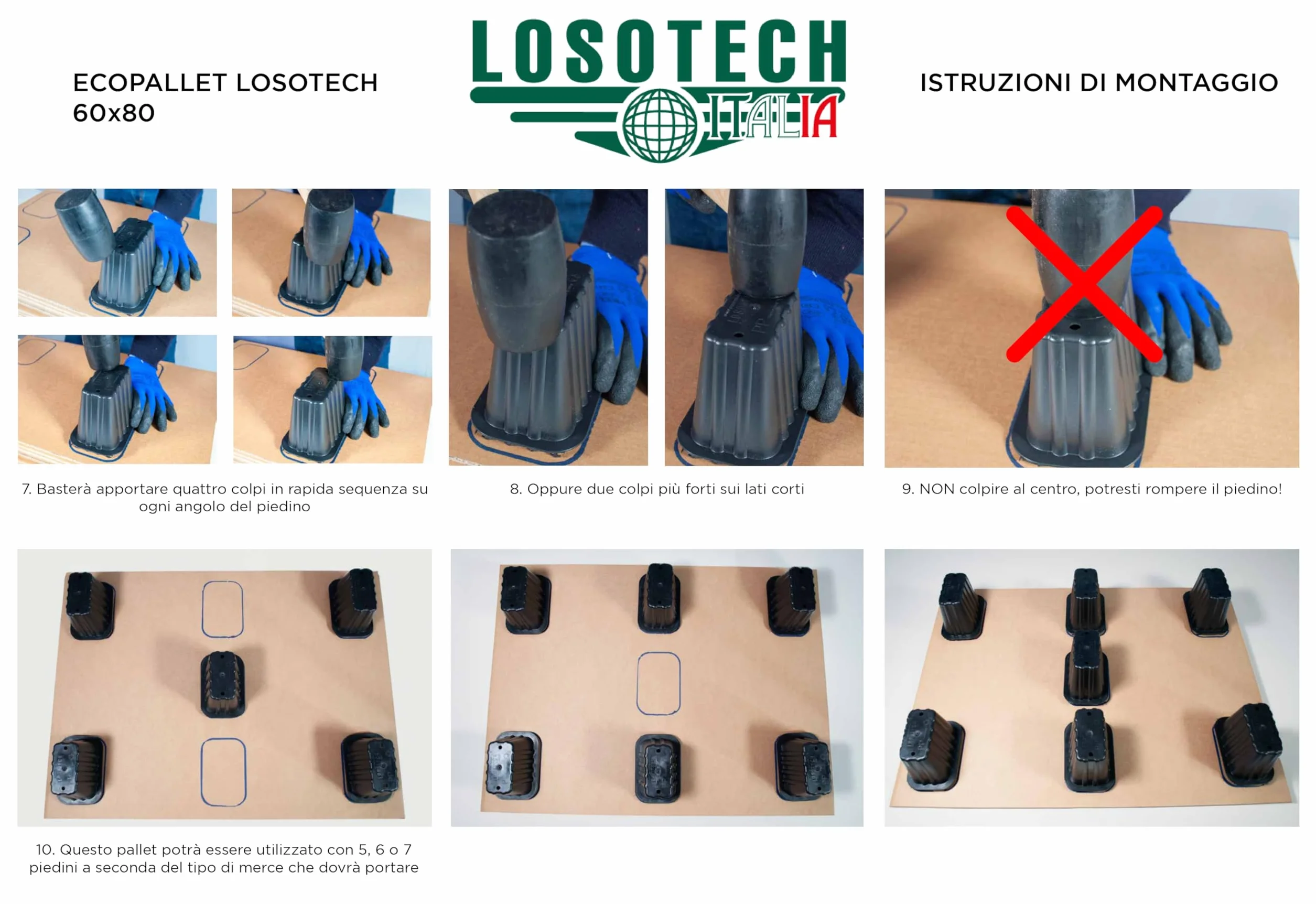 ECOPALLET Losotech, f.to 60 x 80 cm, confezione da 𝟏𝟎 𝐏𝐄𝐙𝐙𝐈 da assemblare