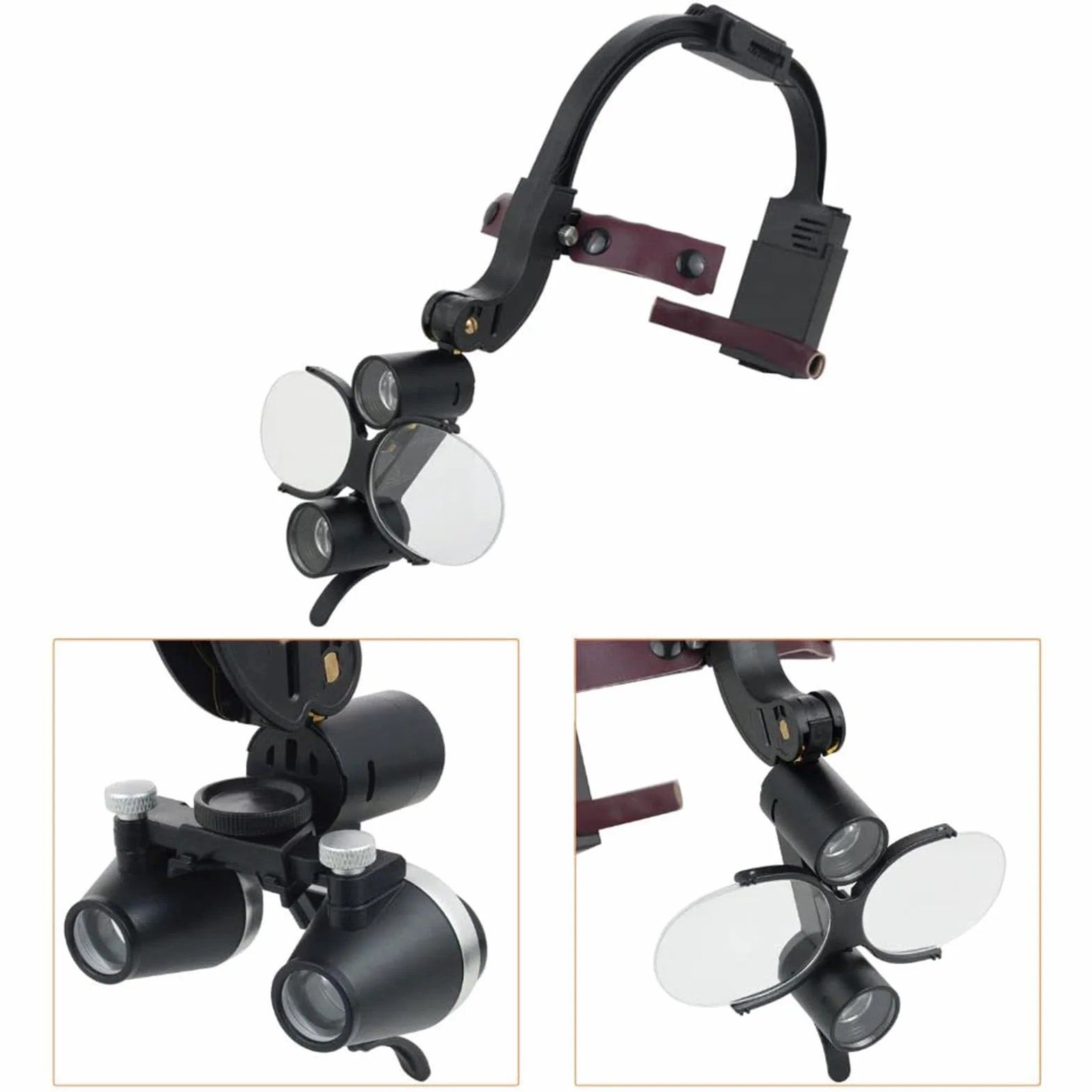 GeRRiT Lampada Frontale odontoiatrica da 5 W, Lampada Frontale a LED per ingrandimento 3,5X Occhialini binoculari Lampada Frontale chirurgica per Dentista Attrezzatura da Laboratorio,3.5X
