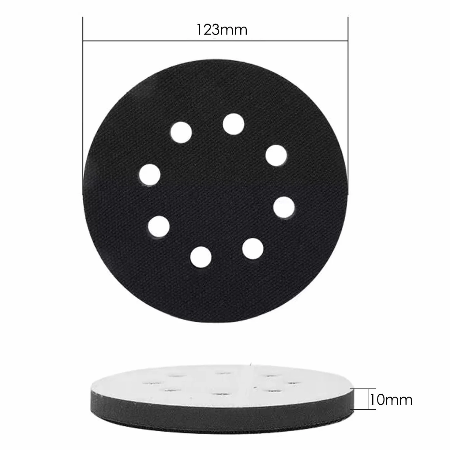 Set di 4 cuscinetti di levigatura in spugna morbida a 8 fori, 125 mm, tampone di levigatura flessibile per levigatrice, resistente agli urti e alla riduzione del rumore di protezione
