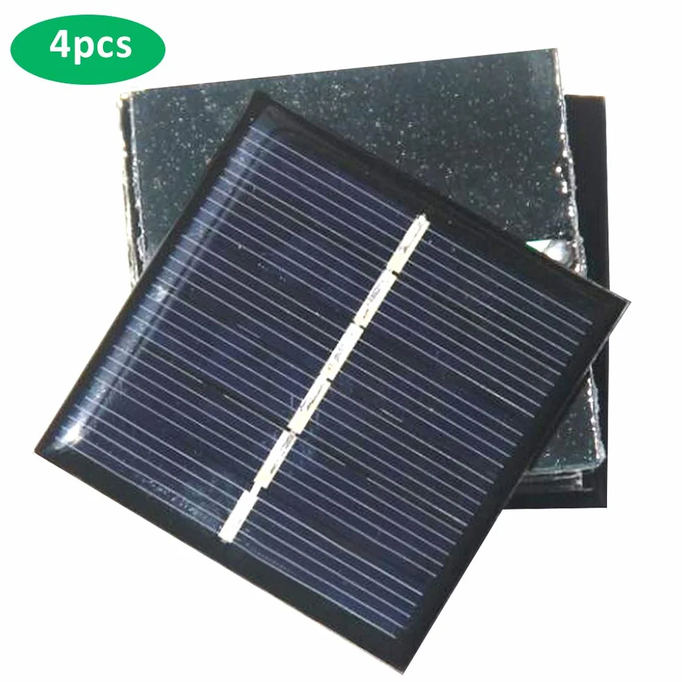 Pannello solare in silicio da 4 pcs 3v 168MA, 54x54mm/2.1x2.1in a energia solare Mini celle solariSistema fai -da -te Kit Emergenza Caricatore portatile portatile