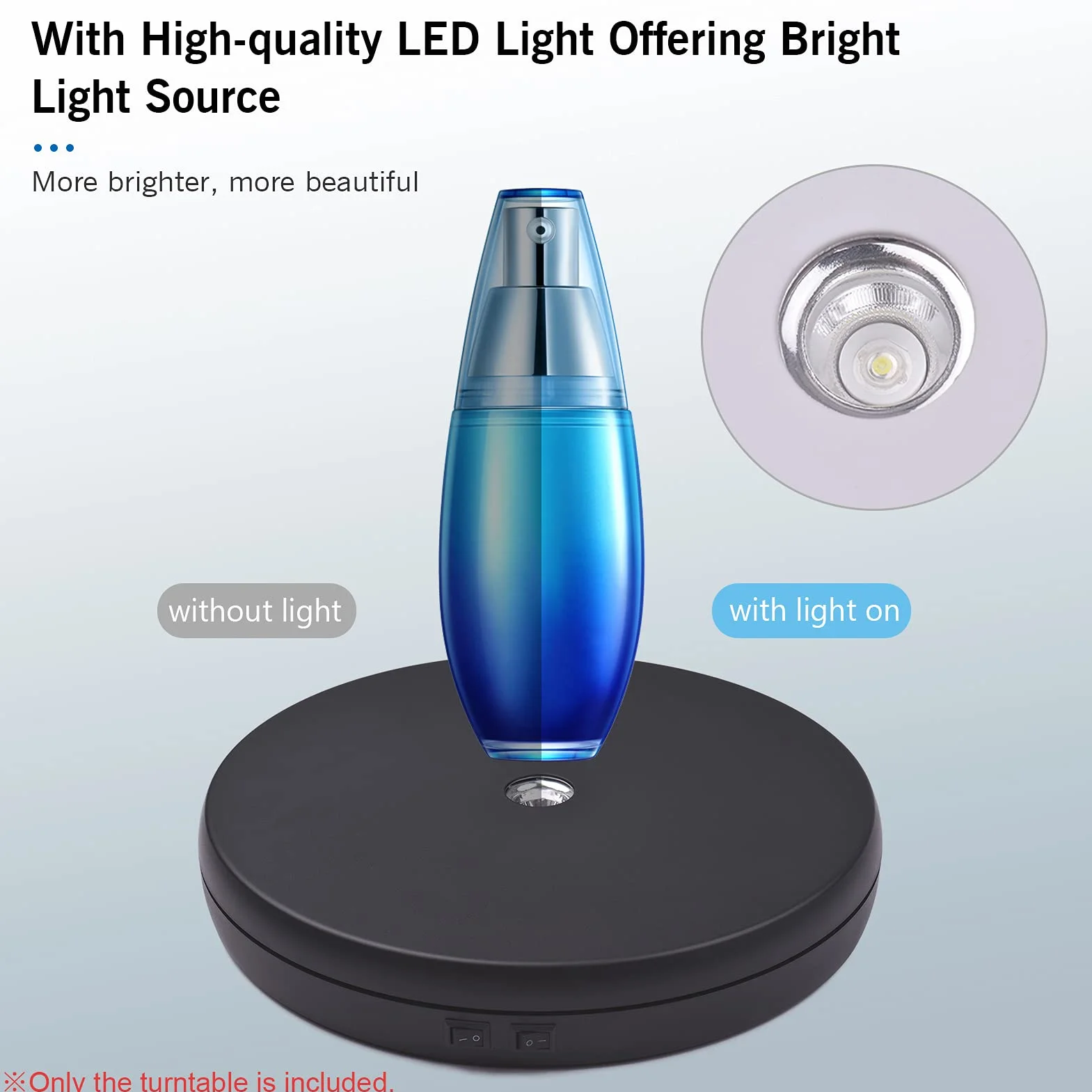 Andoer Piatto girevole elettrico 360° LED per esposizione gioielli fotografia (Nero)