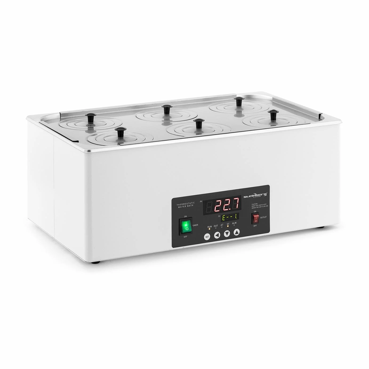 Steinberg Systems SBS-TWB-2006 bagnomaria termostatica digitale 22,5 L 5-100 °C 500 x 300 x 150 mm bagnomaria laboratorio bagno d'acqua