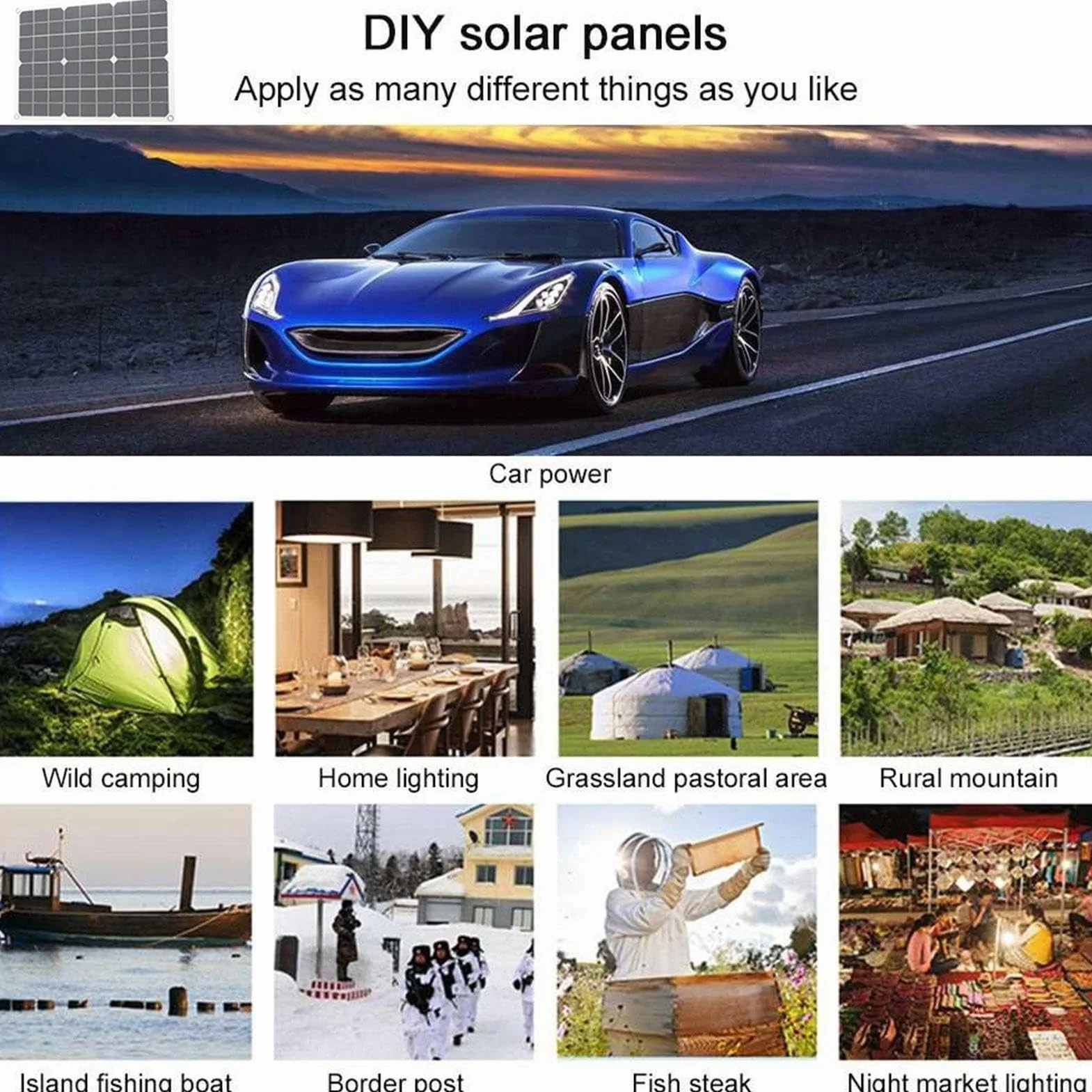 Kit pannello solare – Inverter 300 W, regolatore di carica solare | 6000 W pannello solare kit con inverter e pannelli, kit di avviamento completo per la sicurezza a casa all'aperto